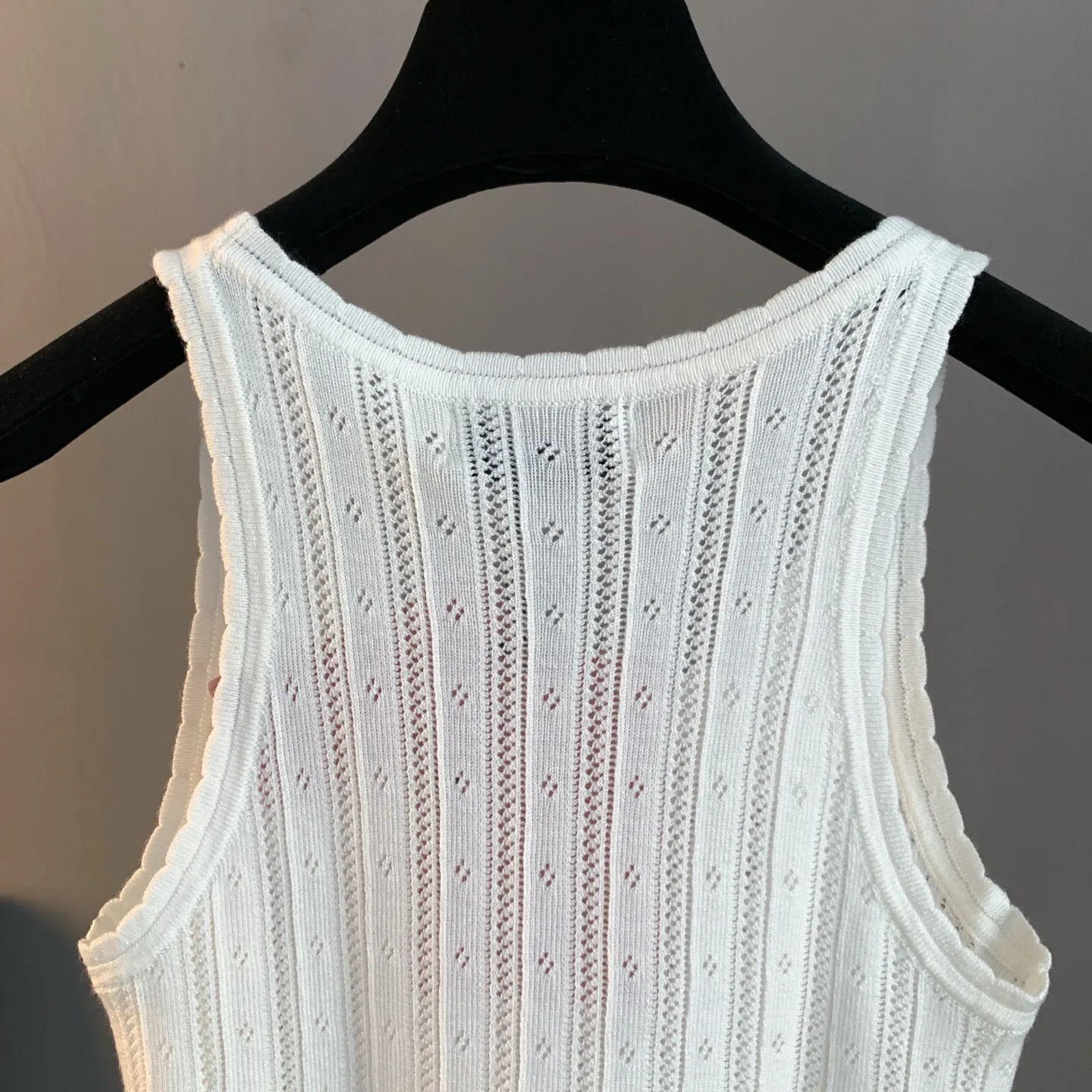 Logo-Patch Pointelle-Knit Cashmere-Blend Tank Top D22524196 — view 4