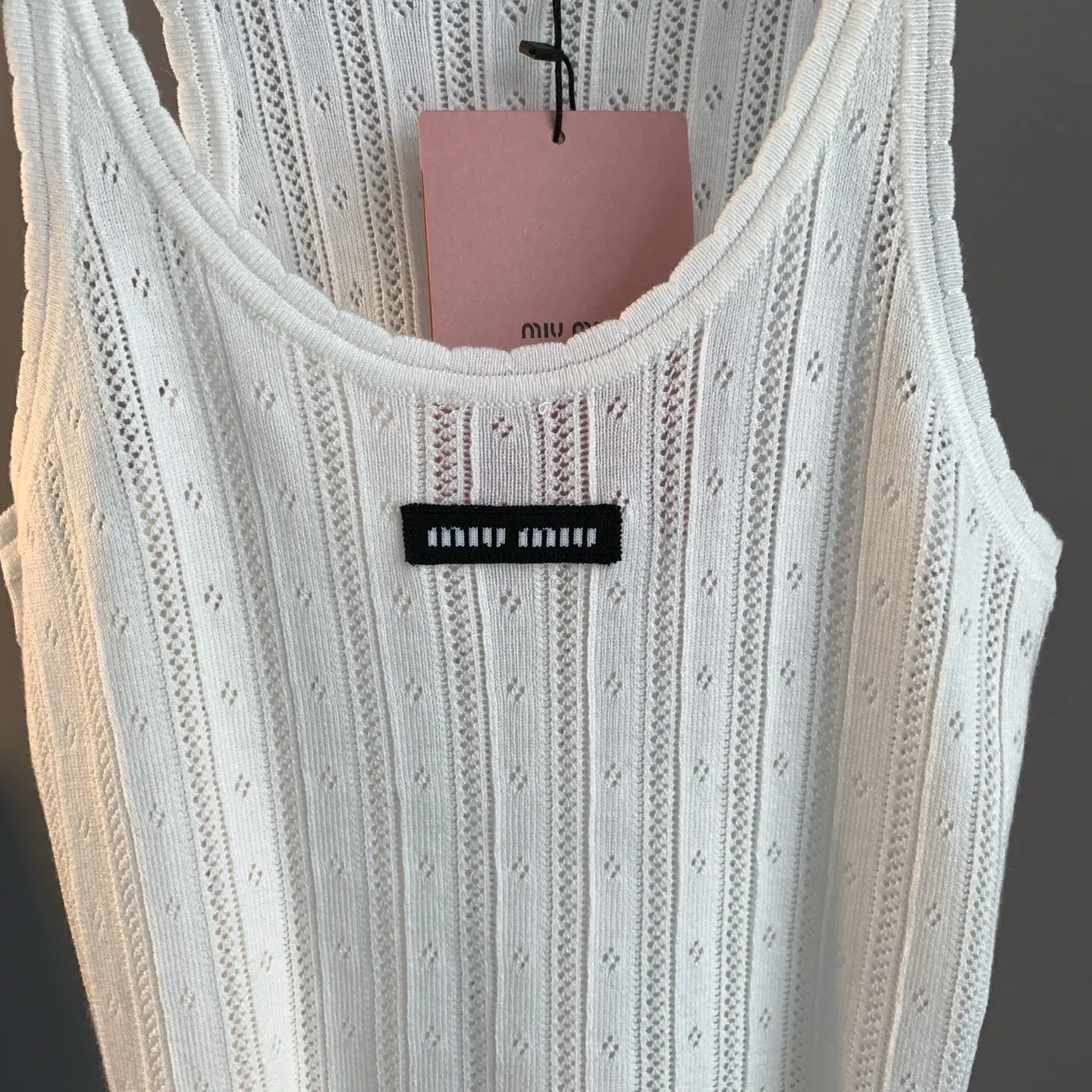 Logo-Patch Pointelle-Knit Cashmere-Blend Tank Top D22524196 — view 6