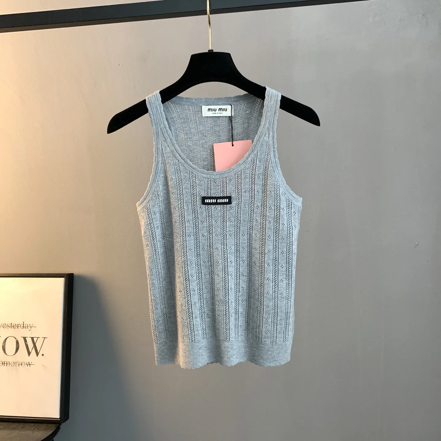 Logo-Patch Pointelle-Knit Cashmere-Blend Tank Top D22524195