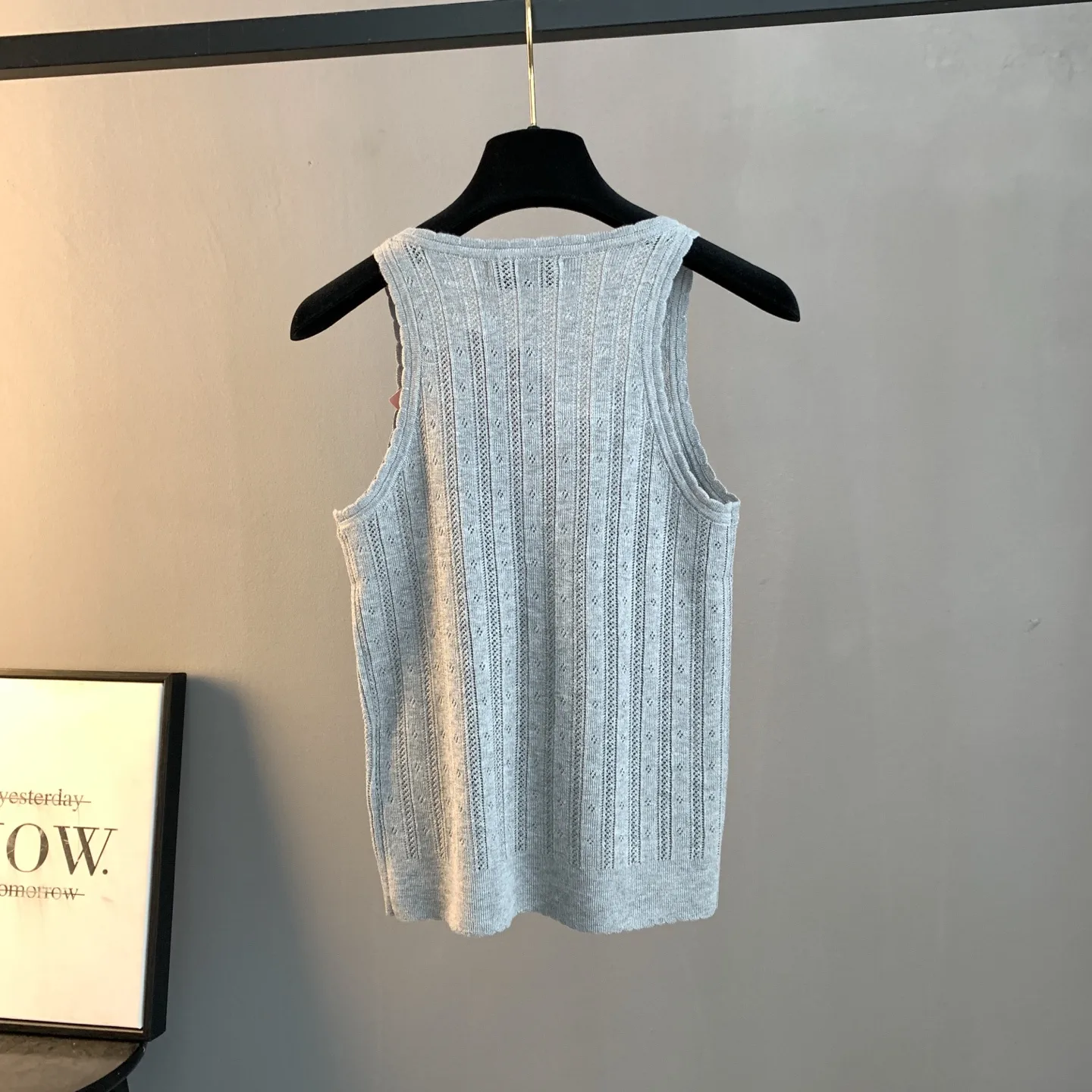 Logo-Patch Pointelle-Knit Cashmere-Blend Tank Top D22524195 — view 2