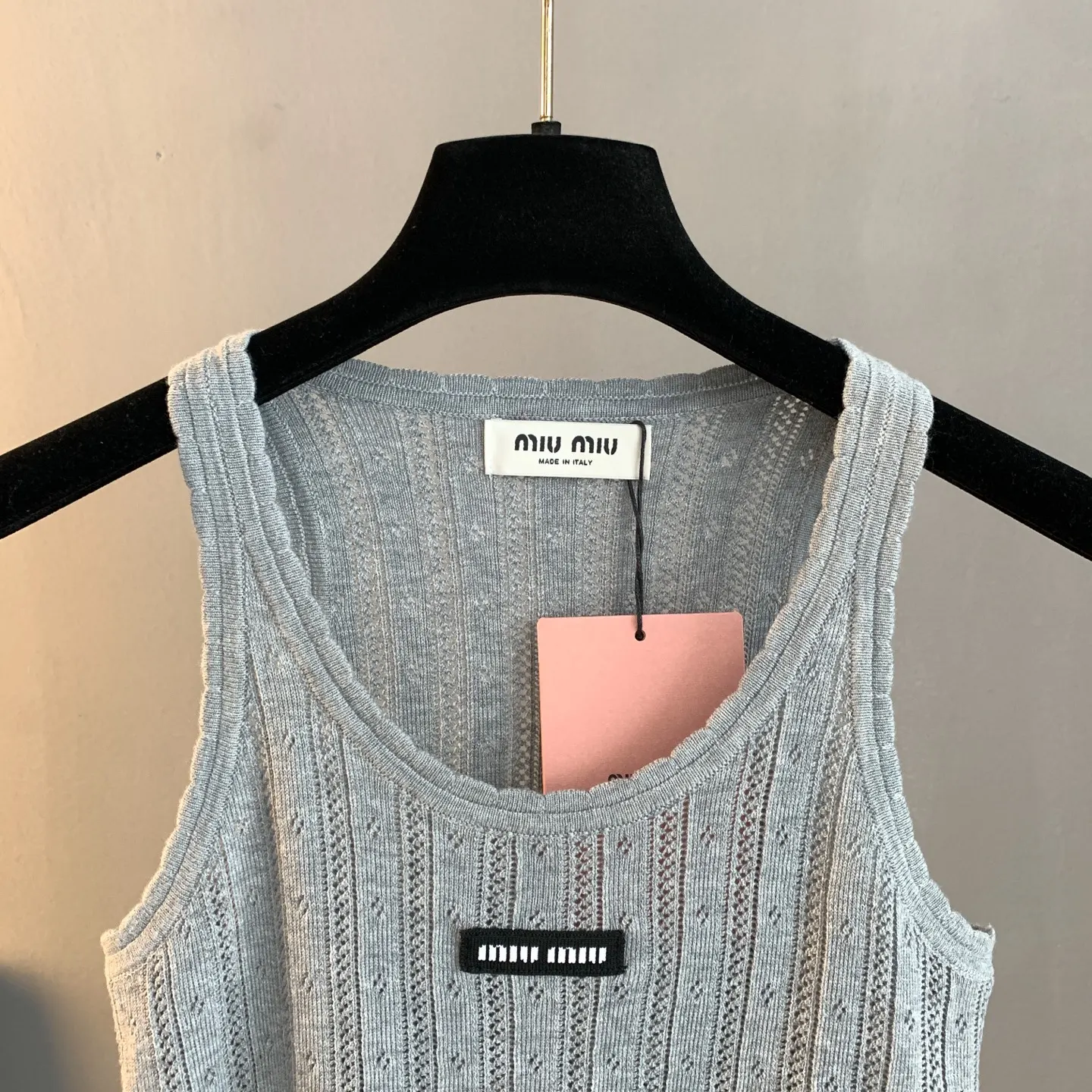Logo-Patch Pointelle-Knit Cashmere-Blend Tank Top D22524195 — view 3