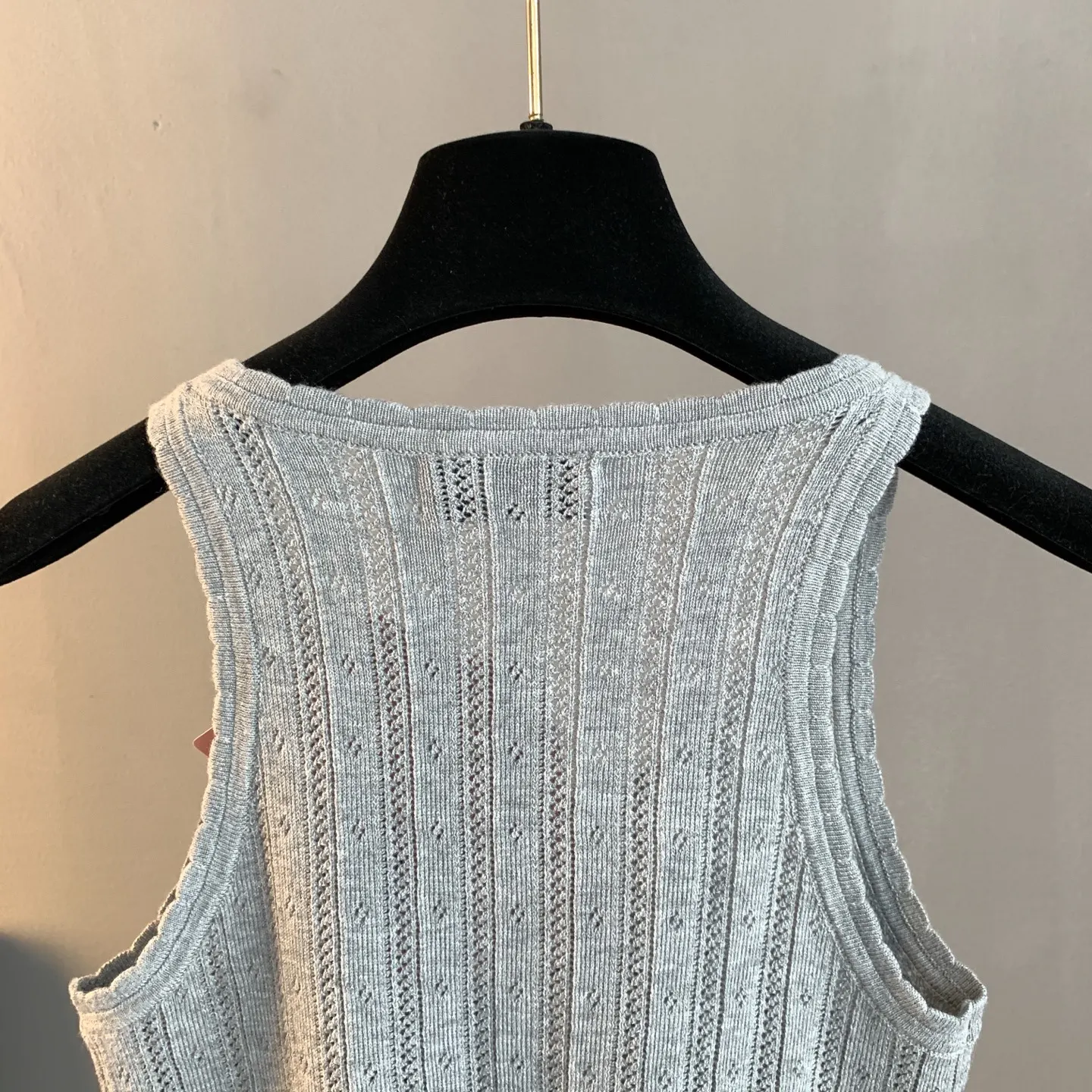 Logo-Patch Pointelle-Knit Cashmere-Blend Tank Top D22524195 — view 4