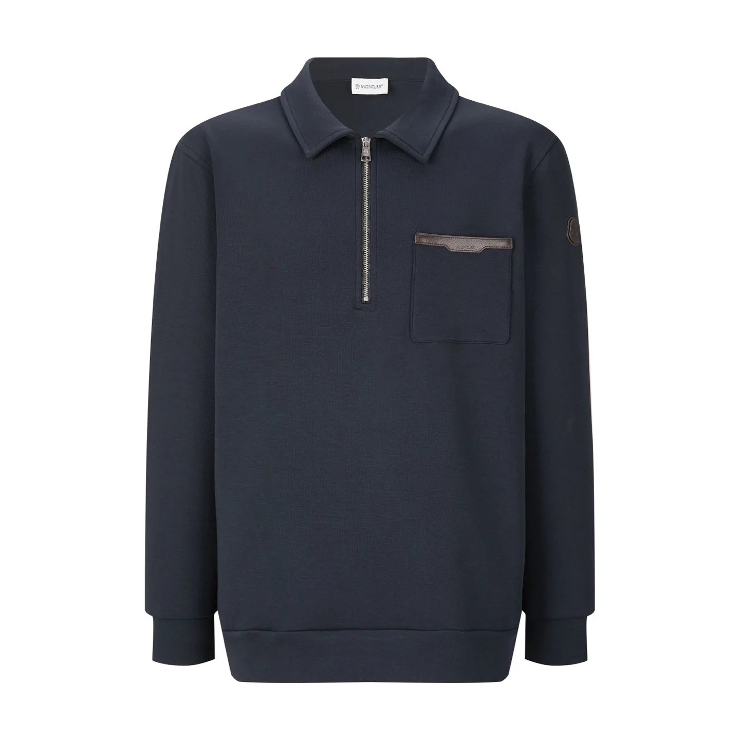 Leather-Trimmed Quarter-Zip Polo Sweatshirt D23024771