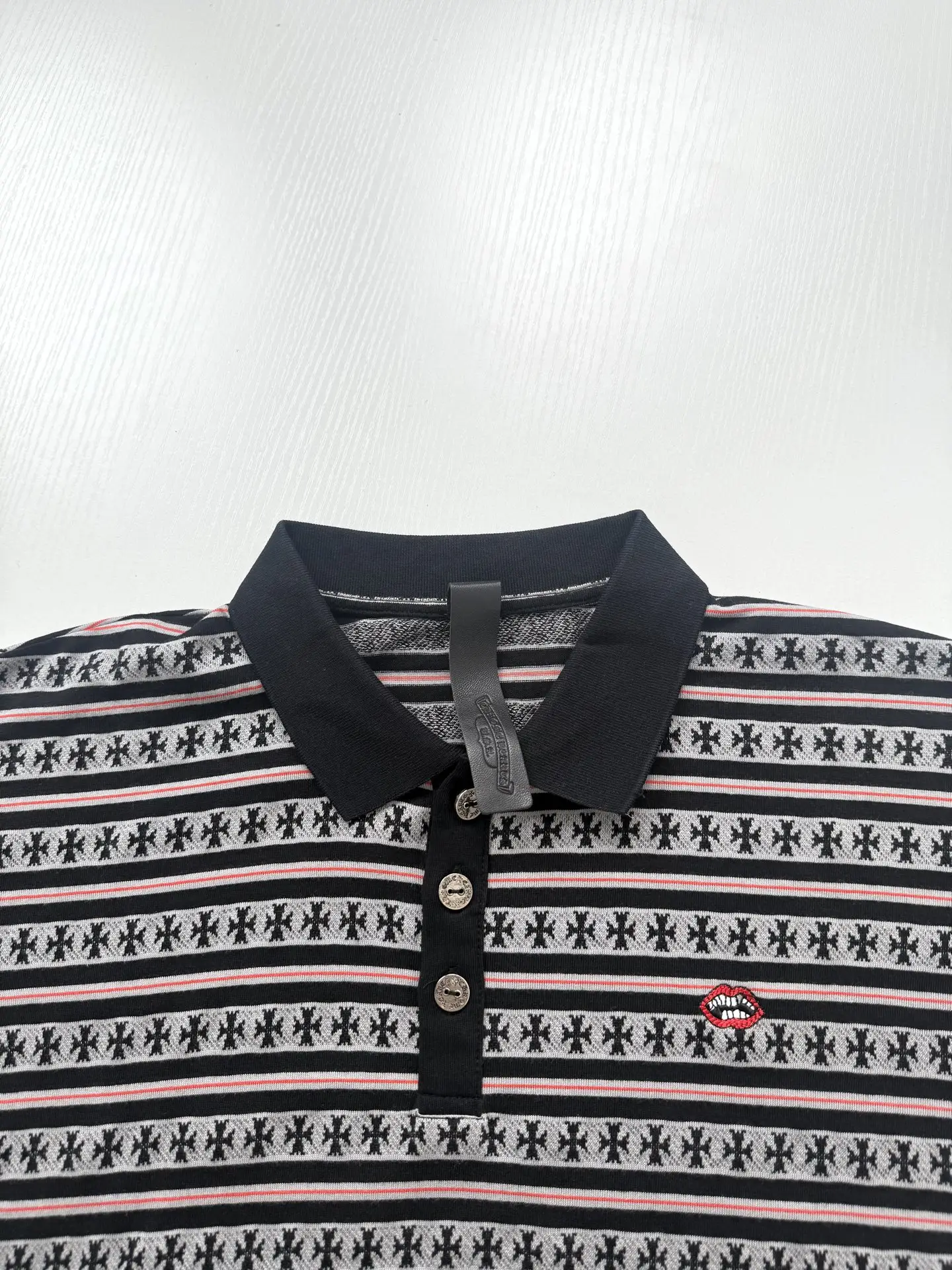 Monogram Cross Stripe Long-Sleeve Polo Shirt D23523918 — view 4