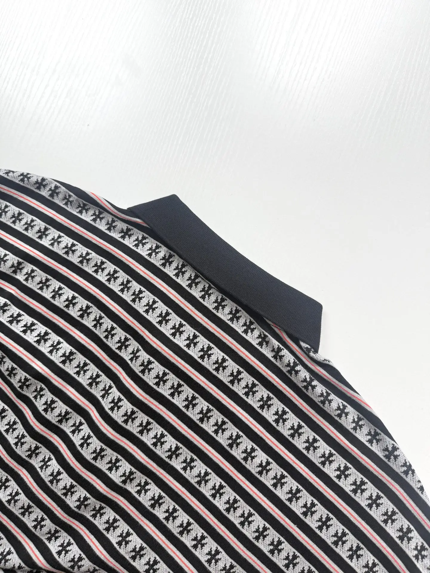 Monogram Cross Stripe Long-Sleeve Polo Shirt D23523918 — view 5