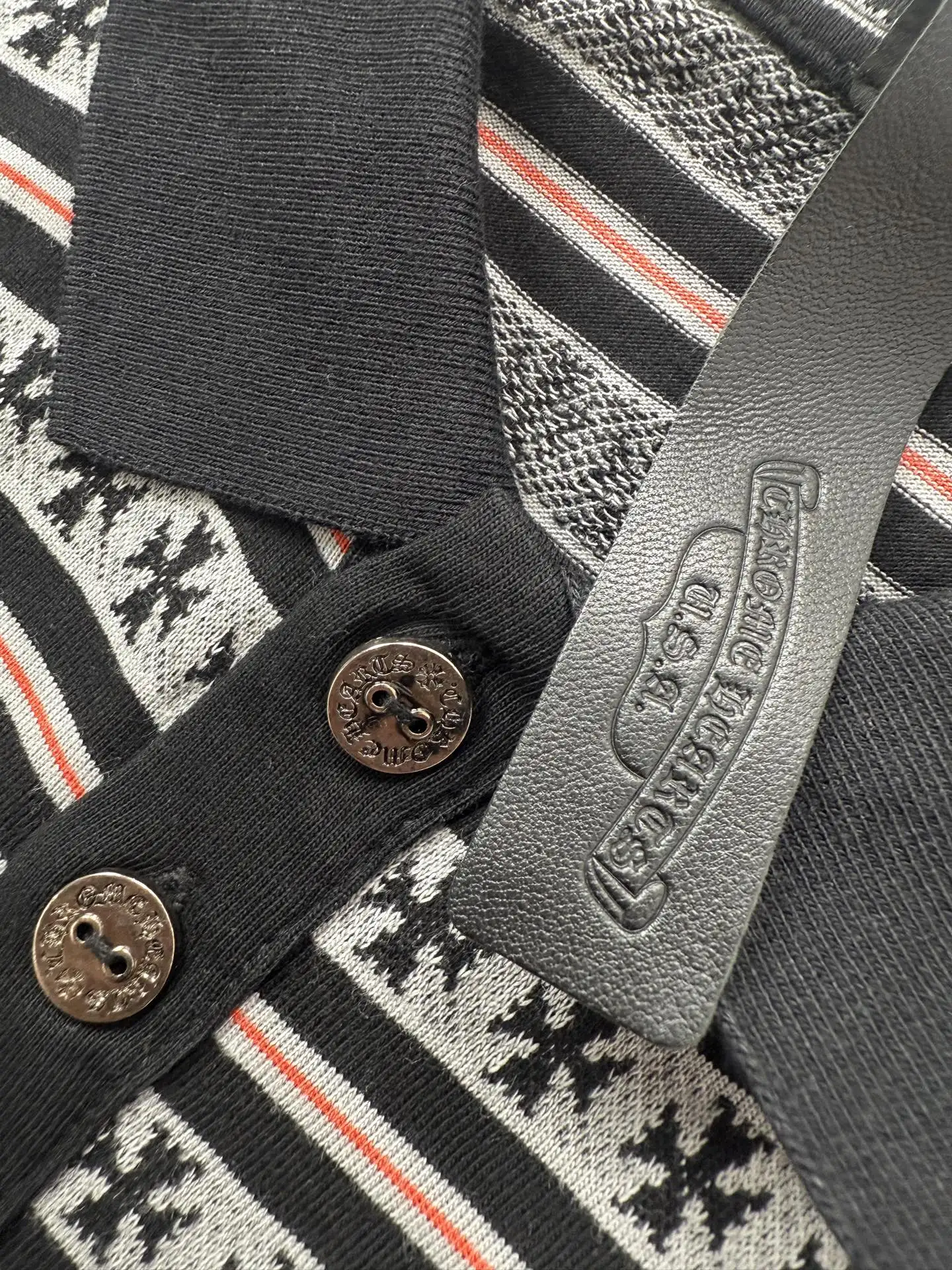 Monogram Cross Stripe Long-Sleeve Polo Shirt D23523918 — view 7