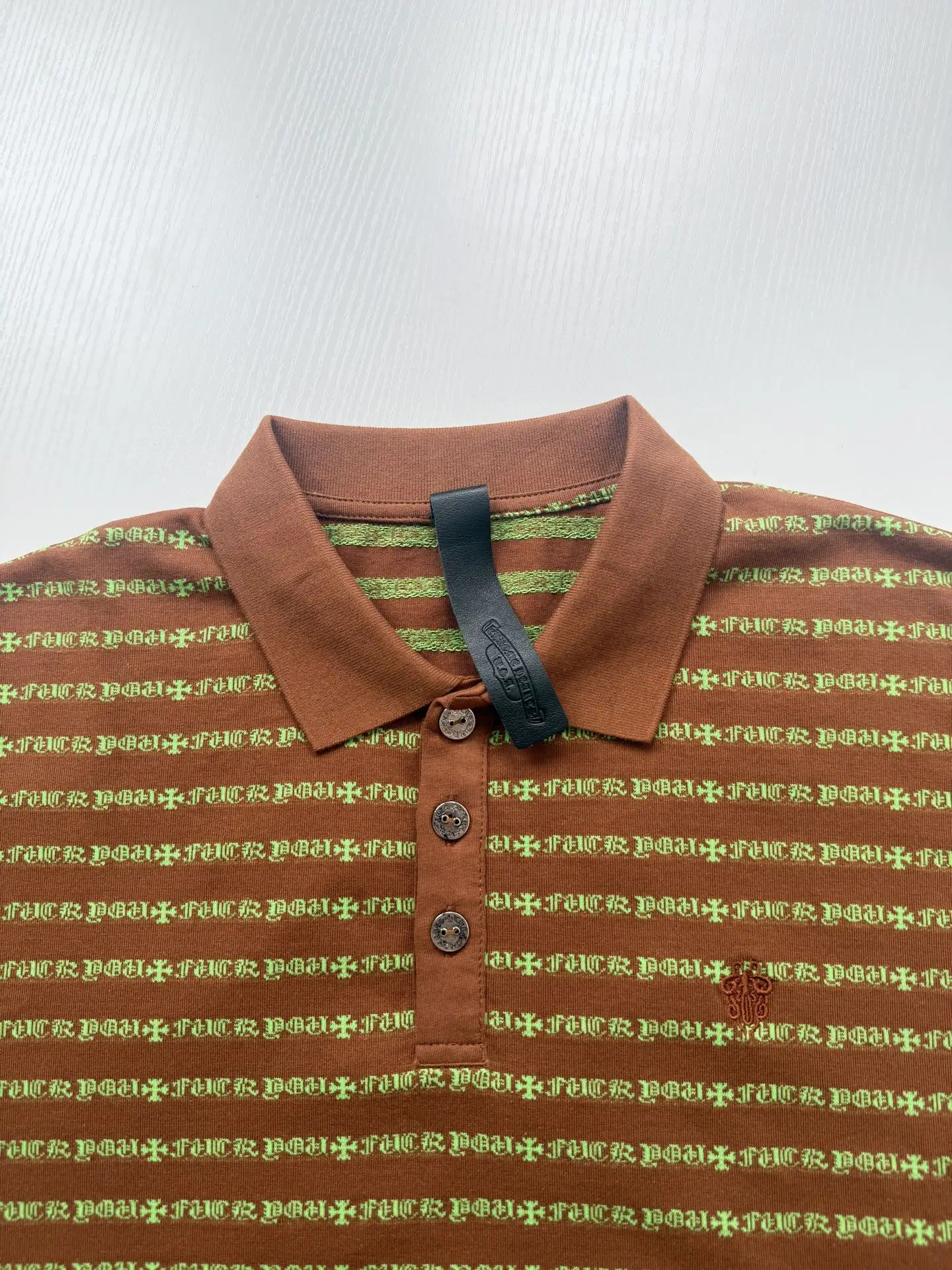 Chrome Hearts Monogram Stripe Long-Sleeve Polo Shirt D23523917 — view 4