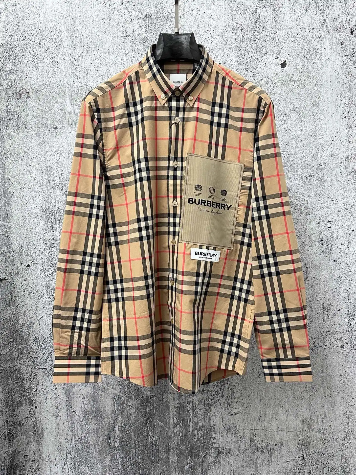 Logo Patch Check Cotton Shirt D23524876
