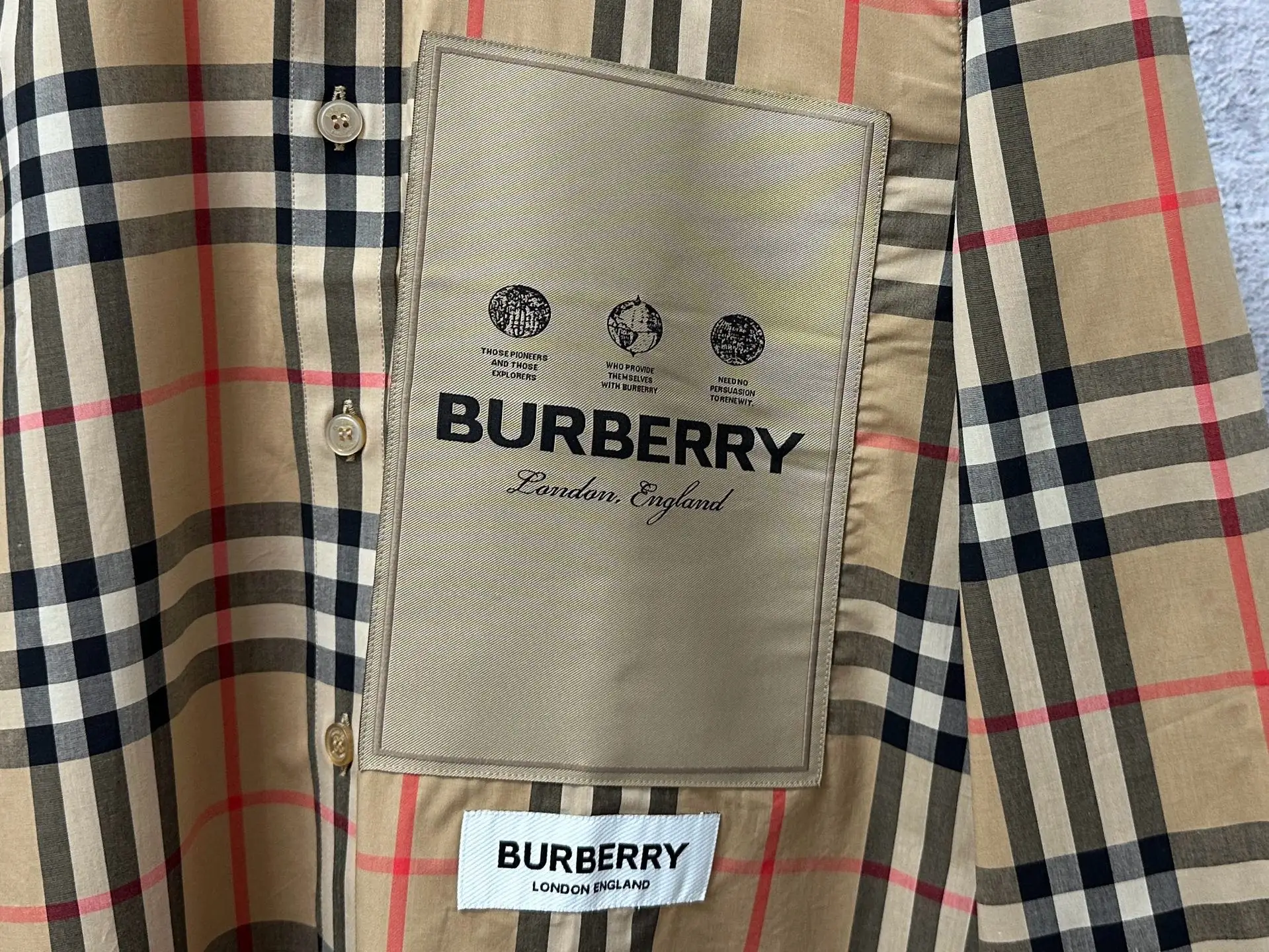 Logo Patch Check Cotton Shirt D23524876 — view 6
