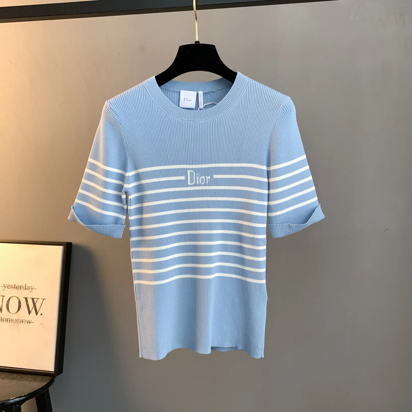 Striped Ribbed-Knit Cotton T-Shirt D23524197