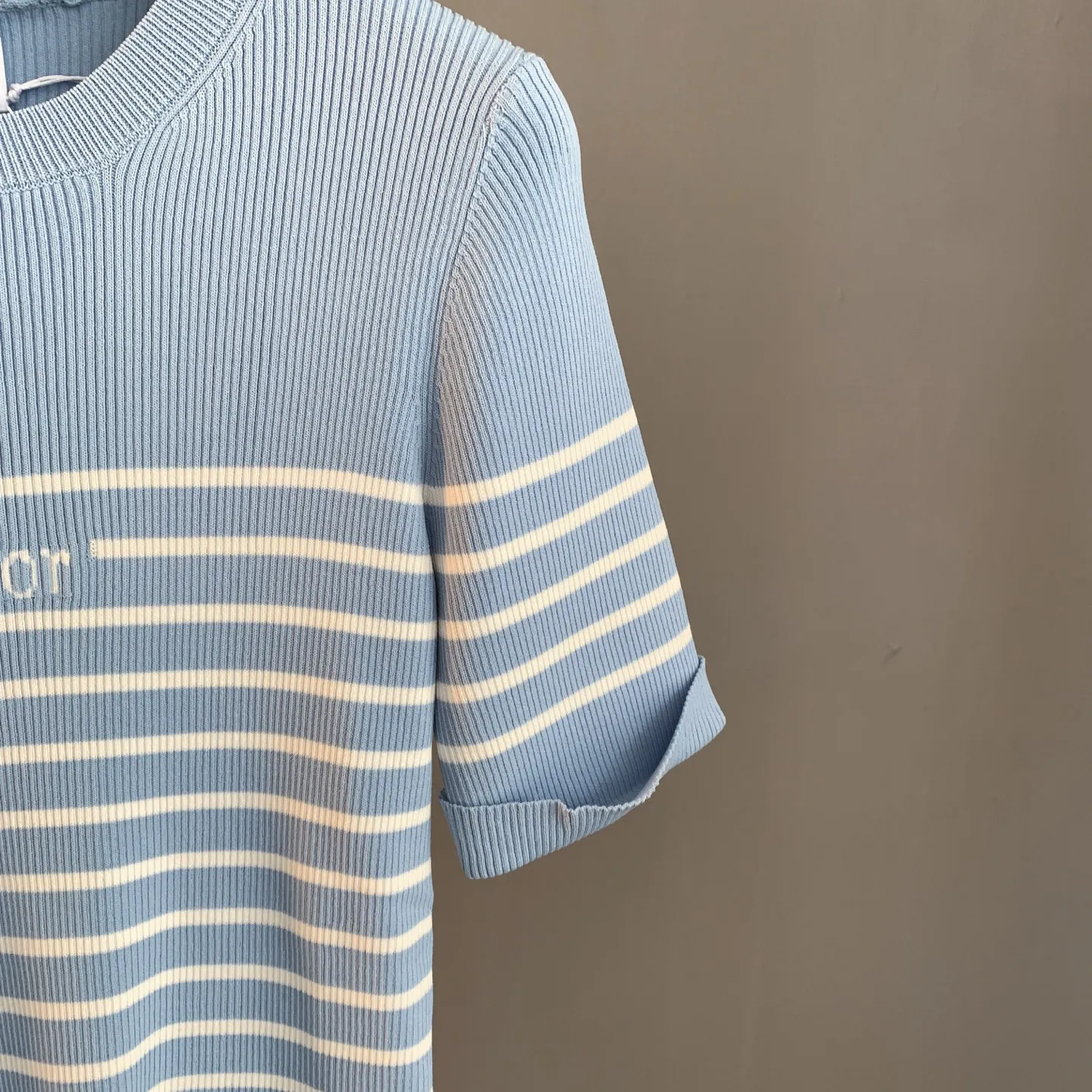 Striped Ribbed-Knit Cotton T-Shirt D23524197 — view 6
