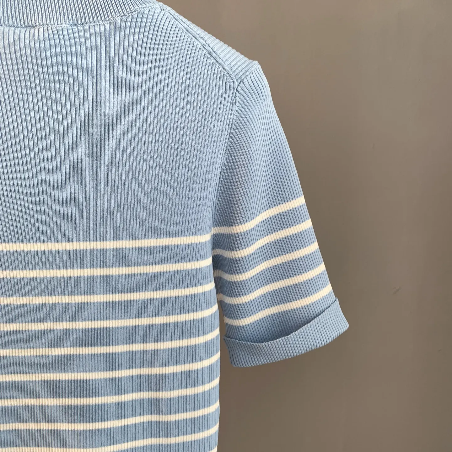 Striped Ribbed-Knit Cotton T-Shirt D23524197 — view 8