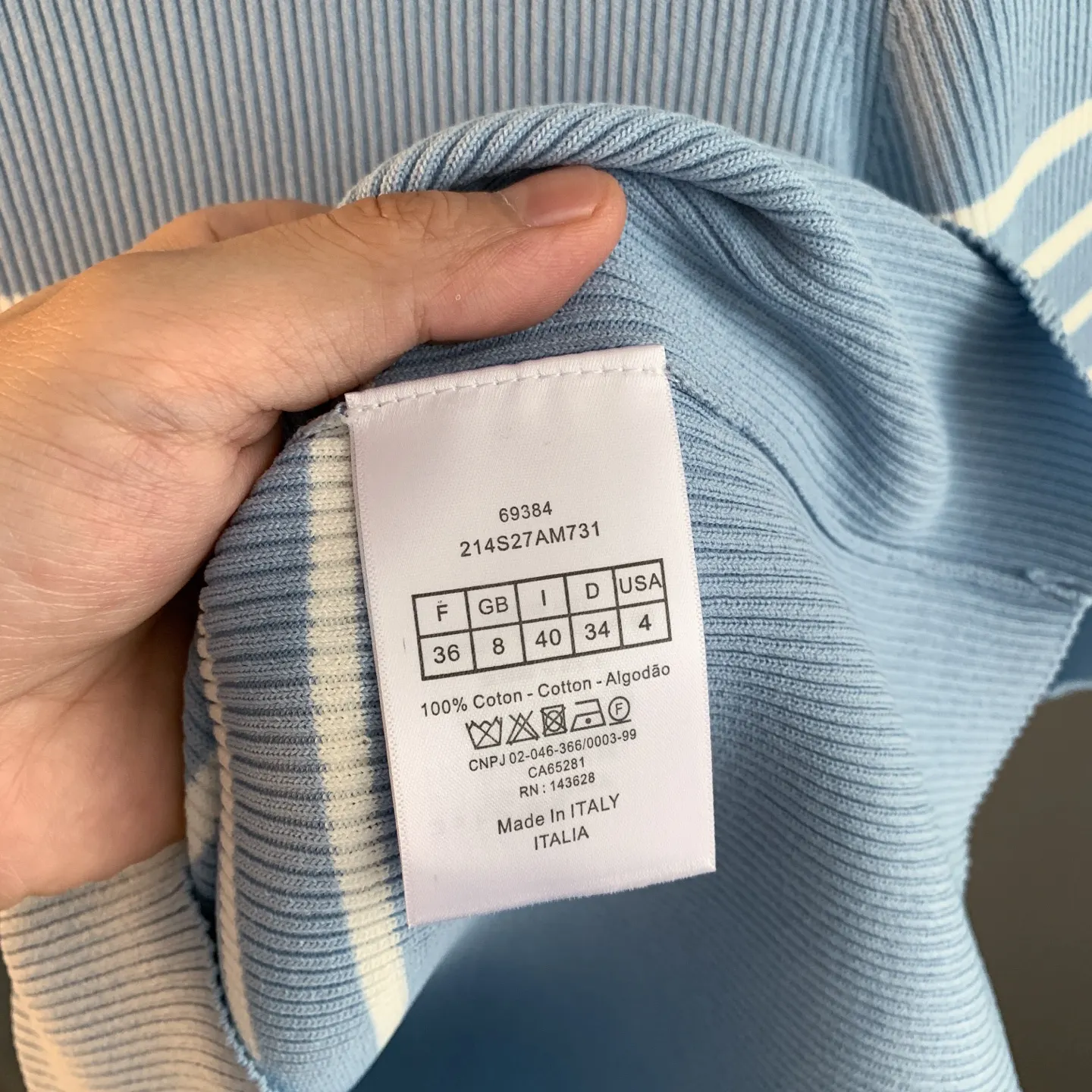 Striped Ribbed-Knit Cotton T-Shirt D23524197 — view 11