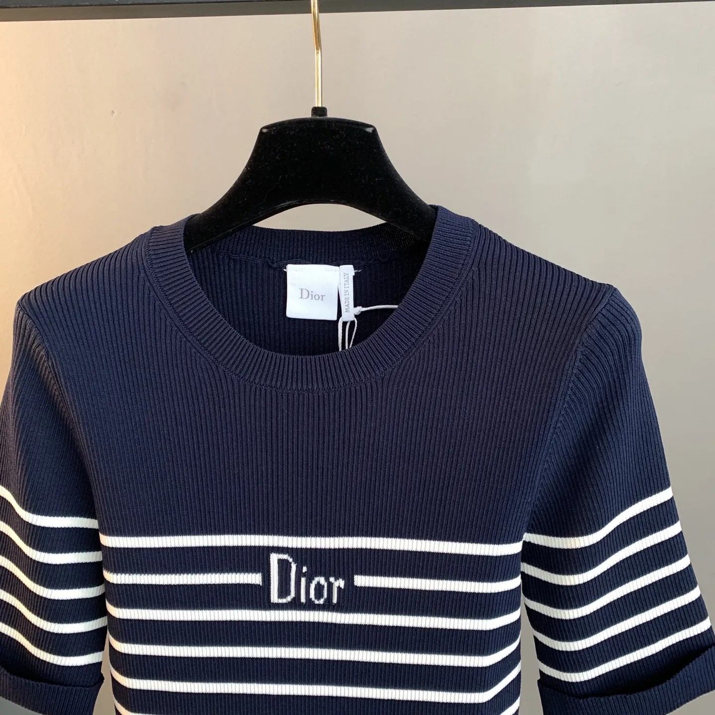 Striped Logo Ribbed Knit Top D23524198 — view 3