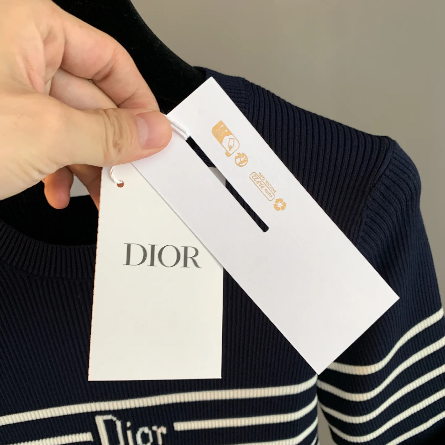Striped Logo Ribbed Knit Top D23524198 — view 4