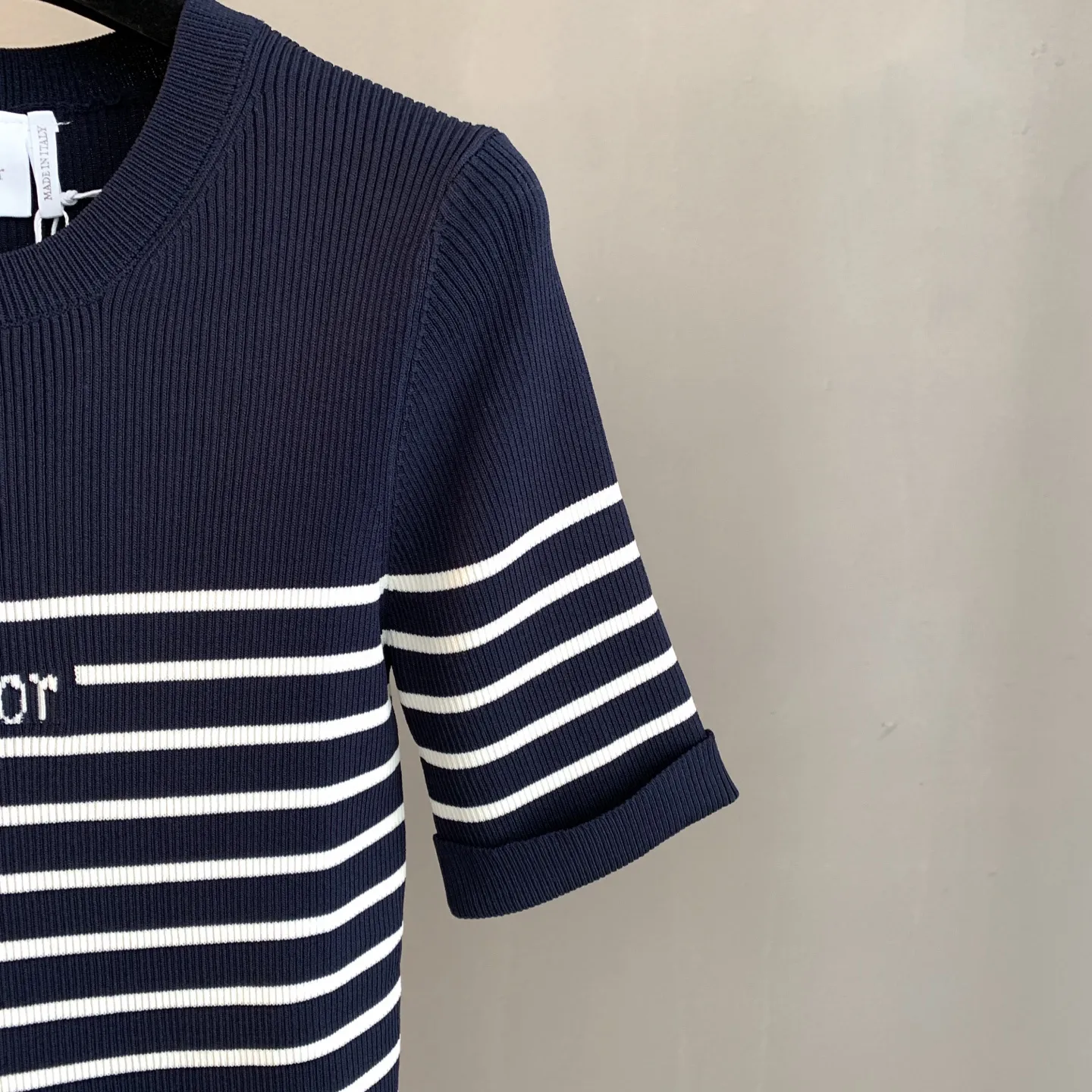 Striped Logo Ribbed Knit Top D23524198 — view 6