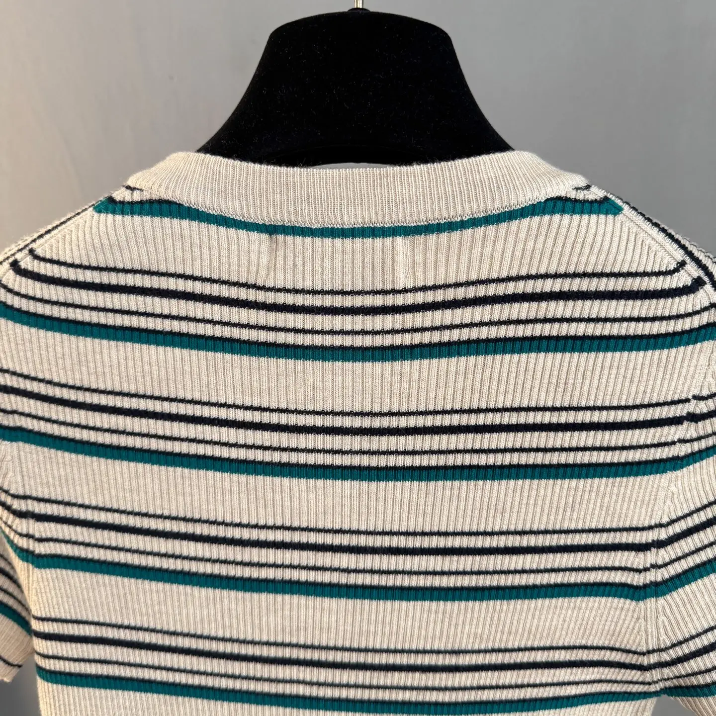 Striped Ribbed-Knit Henley Top D23524053 — view 8