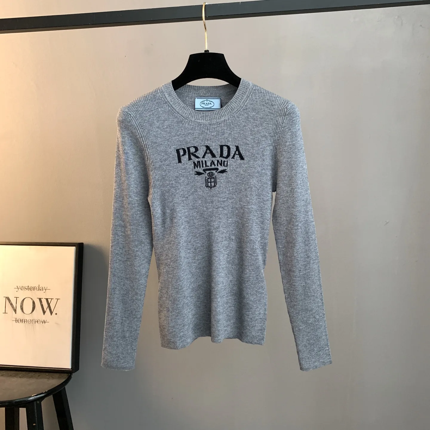 Logo Intarsia Ribbed Merino Wool Sweater D23524193