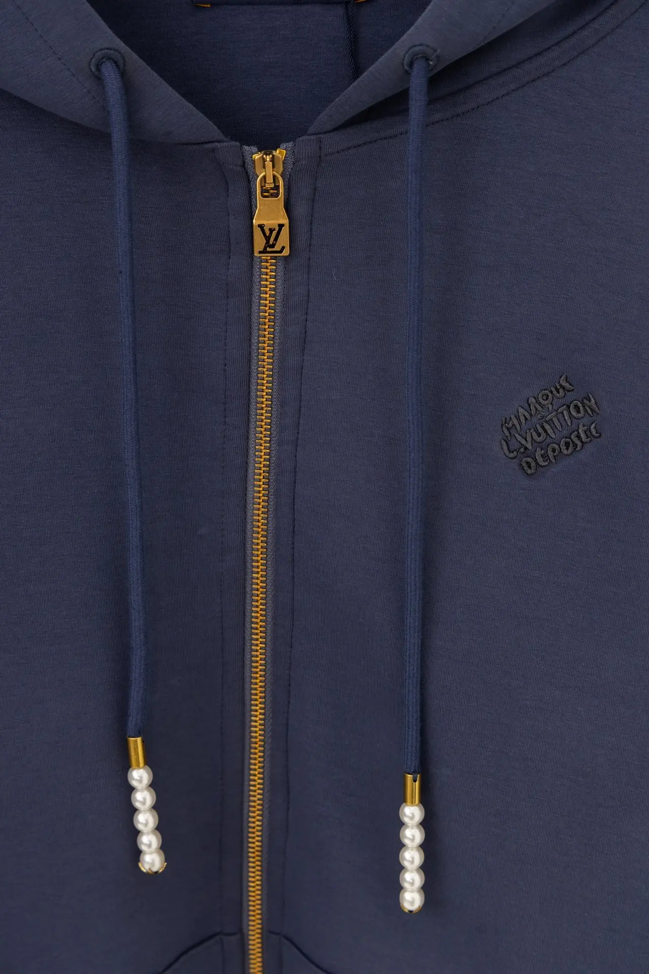 Logo Embroidered Zip-Up Hoodie with Pearl Details D24021200 — view 7