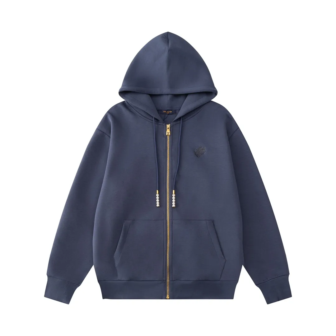 Logo Embroidery Pearl Zip-Up Hoodie D24021201 — view 2