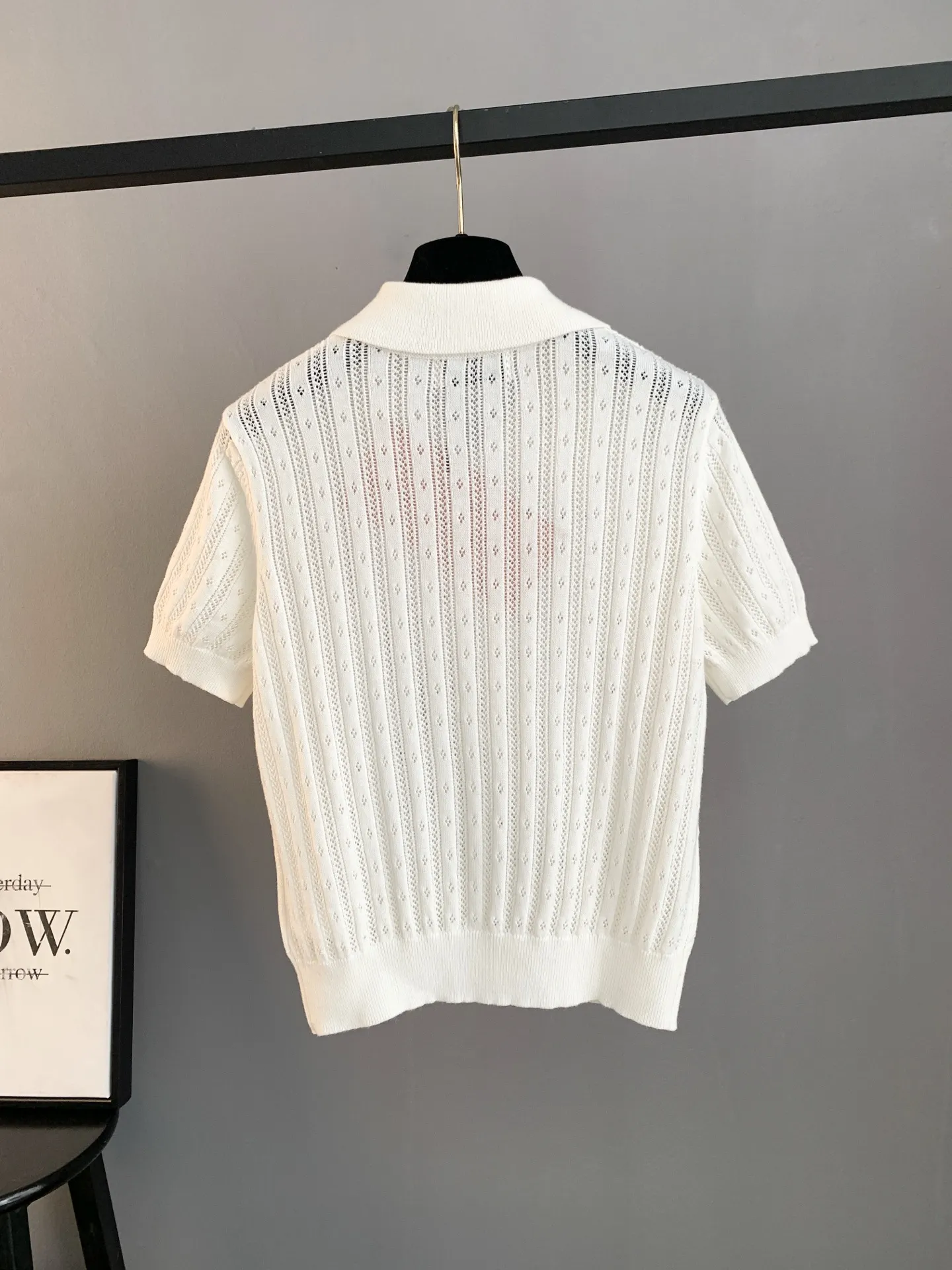 Pointelle Knit Cashmere-Blend Polo Shirt D24024061 — view 2