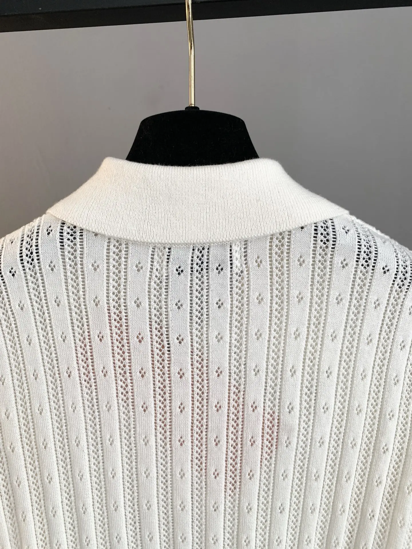 Pointelle Knit Cashmere-Blend Polo Shirt D24024061 — view 3