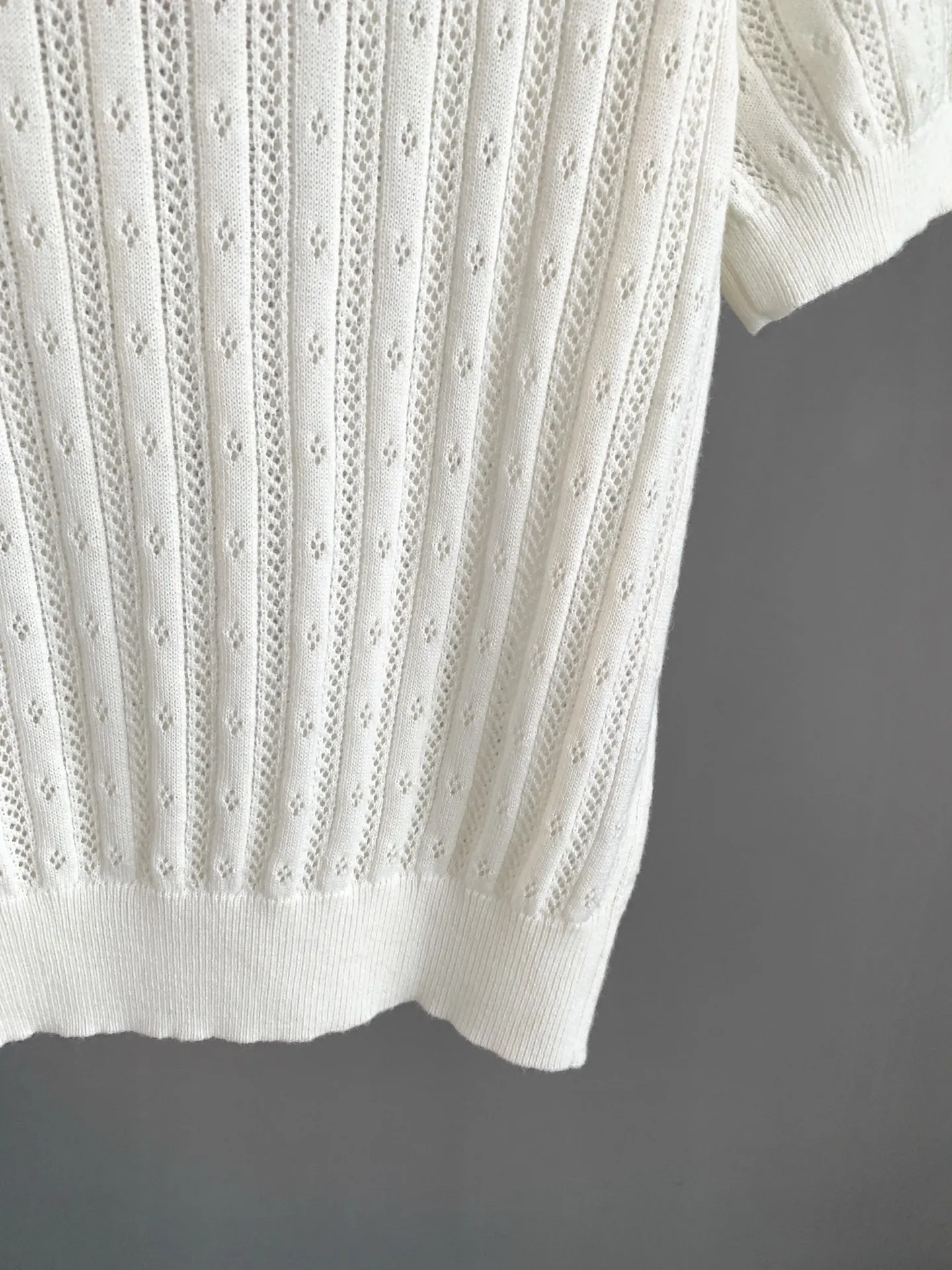 Pointelle Knit Cashmere-Blend Polo Shirt D24024061 — view 5