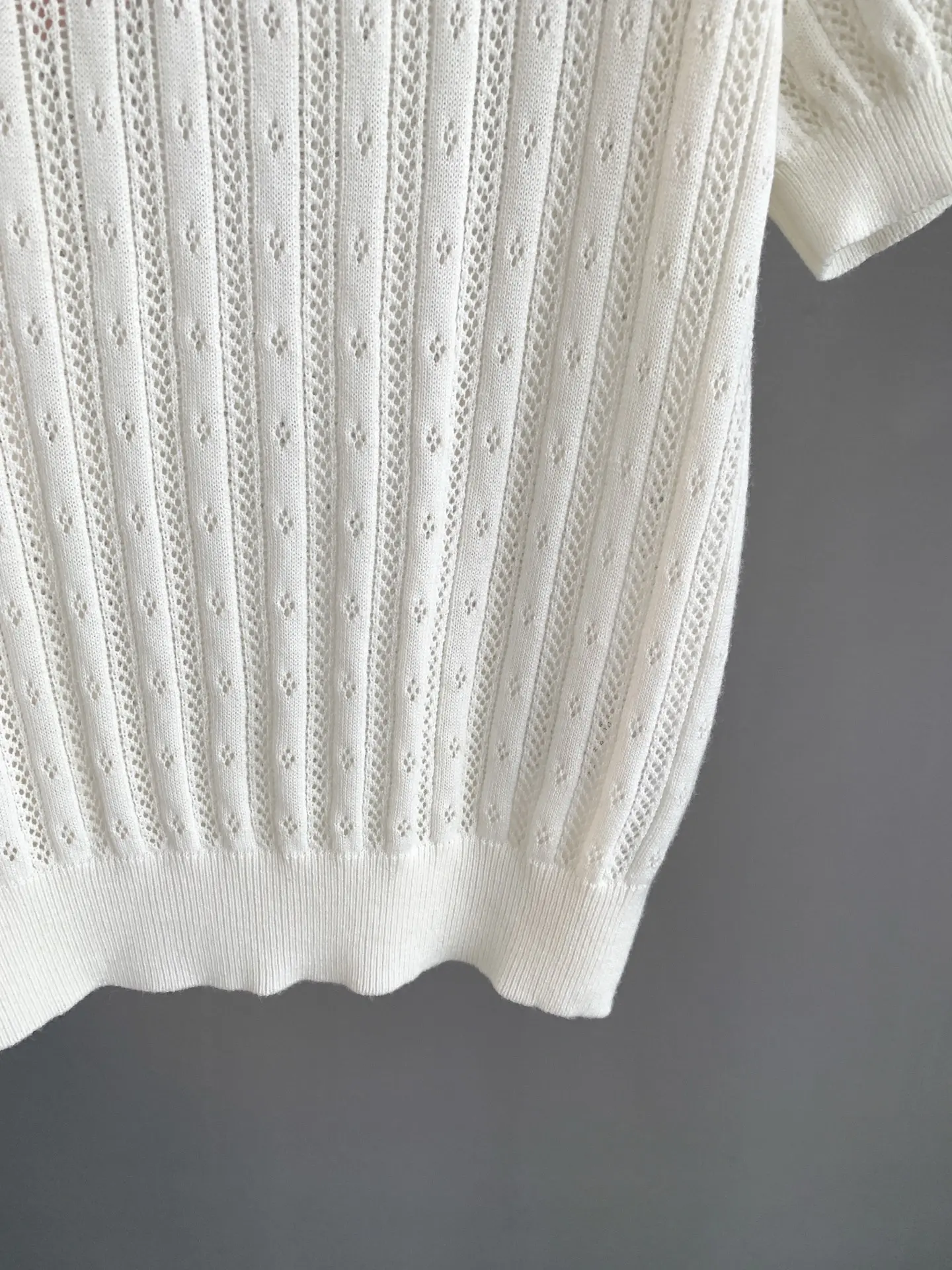 Pointelle Knit Cashmere-Blend Polo Shirt D24024061 — view 8
