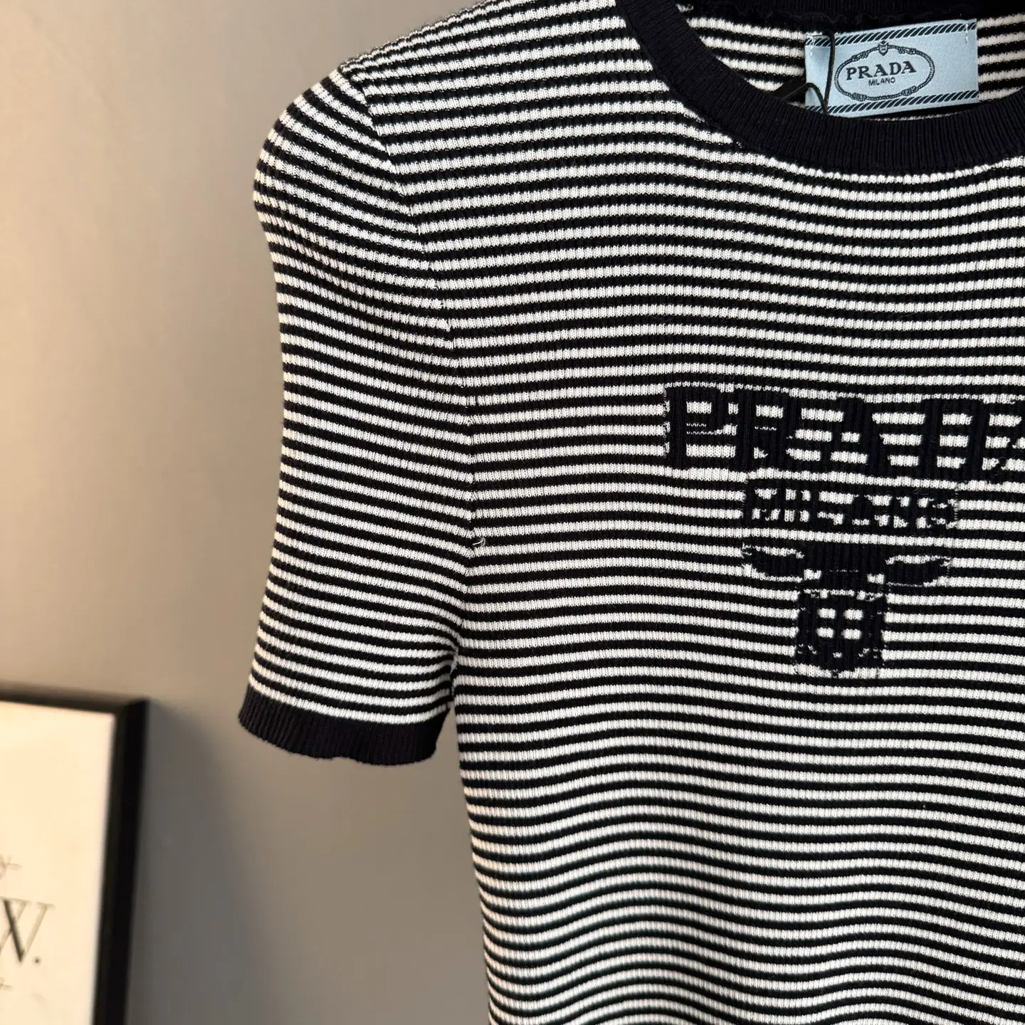 Striped Logo-Intarsia Knit T-Shirt D24024052 — view 5