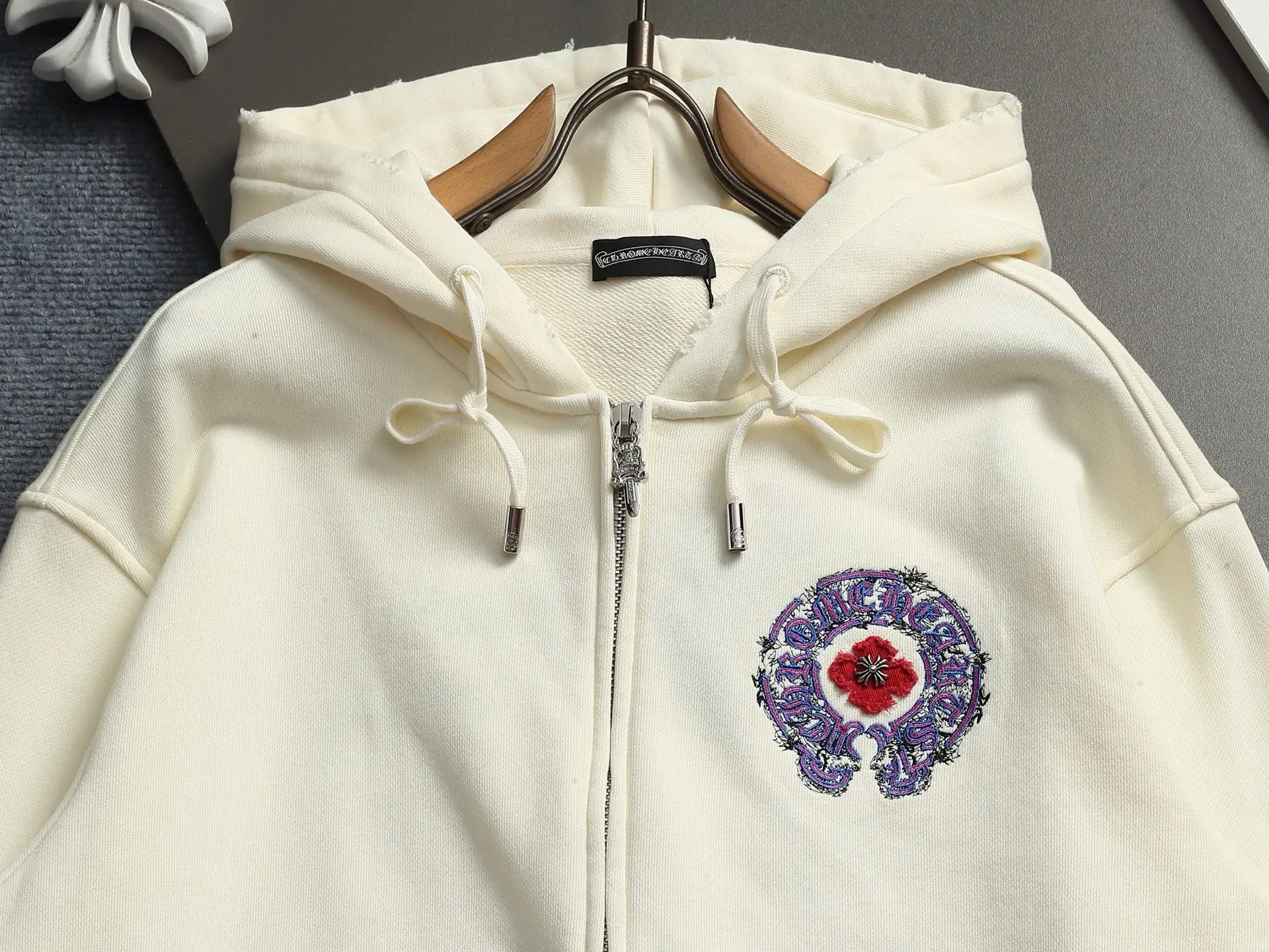 Chrome Hearts Acid-Wash Embroidered Zip-Up Hoodie D24523293 — view 2