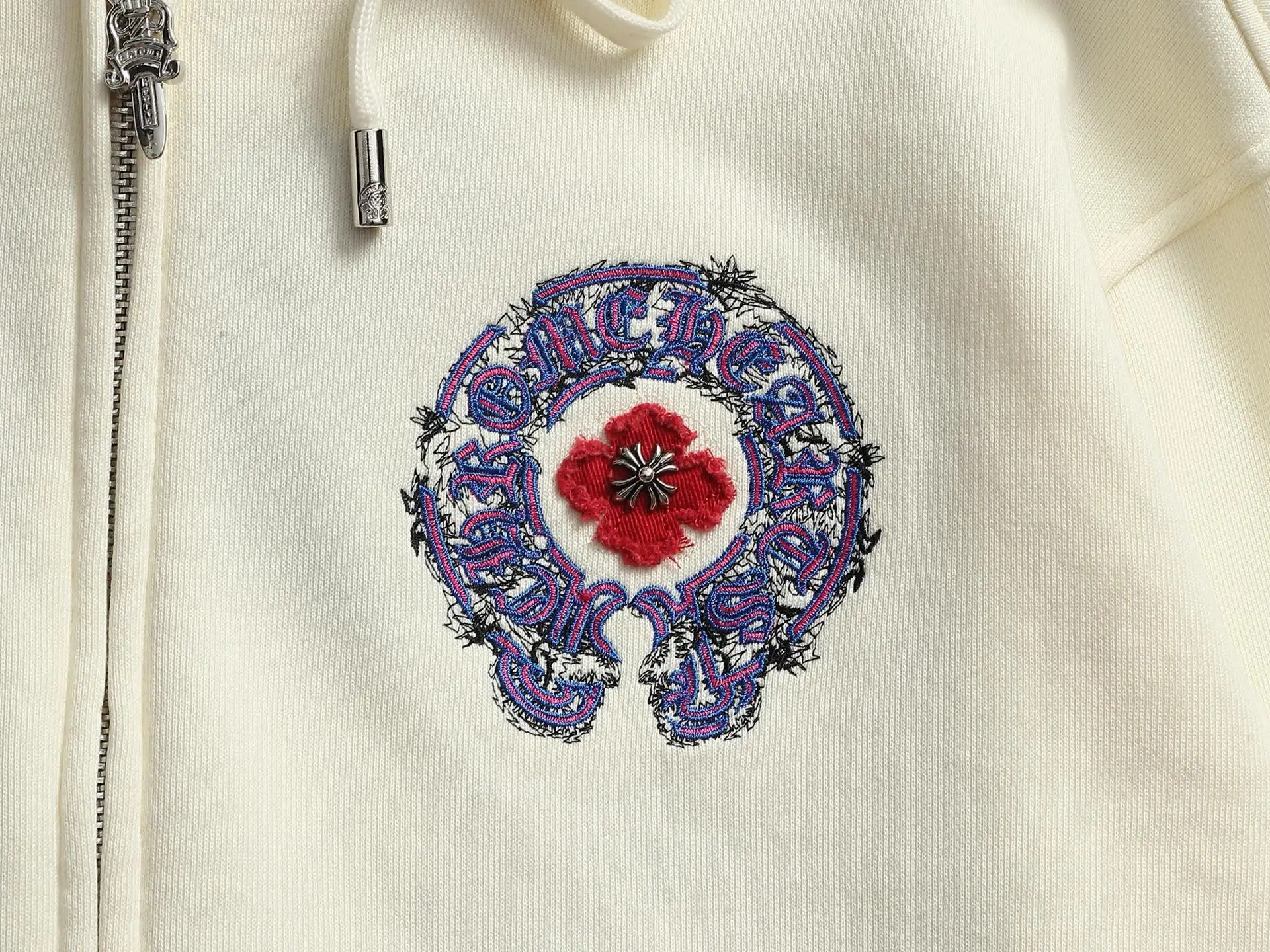 Chrome Hearts Acid-Wash Embroidered Zip-Up Hoodie D24523293 — view 6