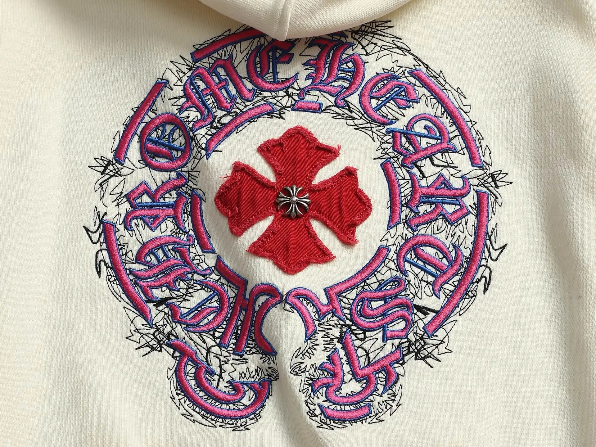 Chrome Hearts Acid-Wash Embroidered Zip-Up Hoodie D24523293 — view 13