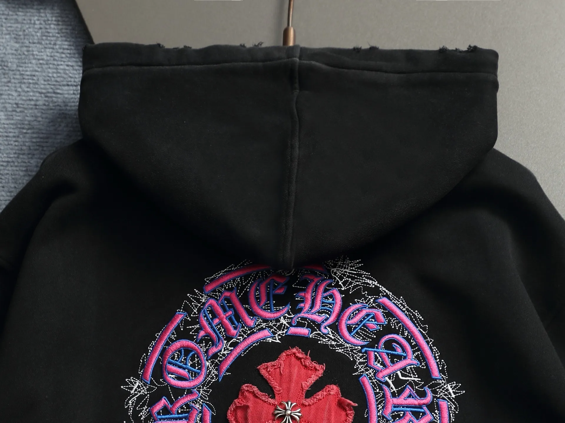 Chrome Hearts Acid-Wash Embroidered Zip-Up Hoodie D24523294 — view 12