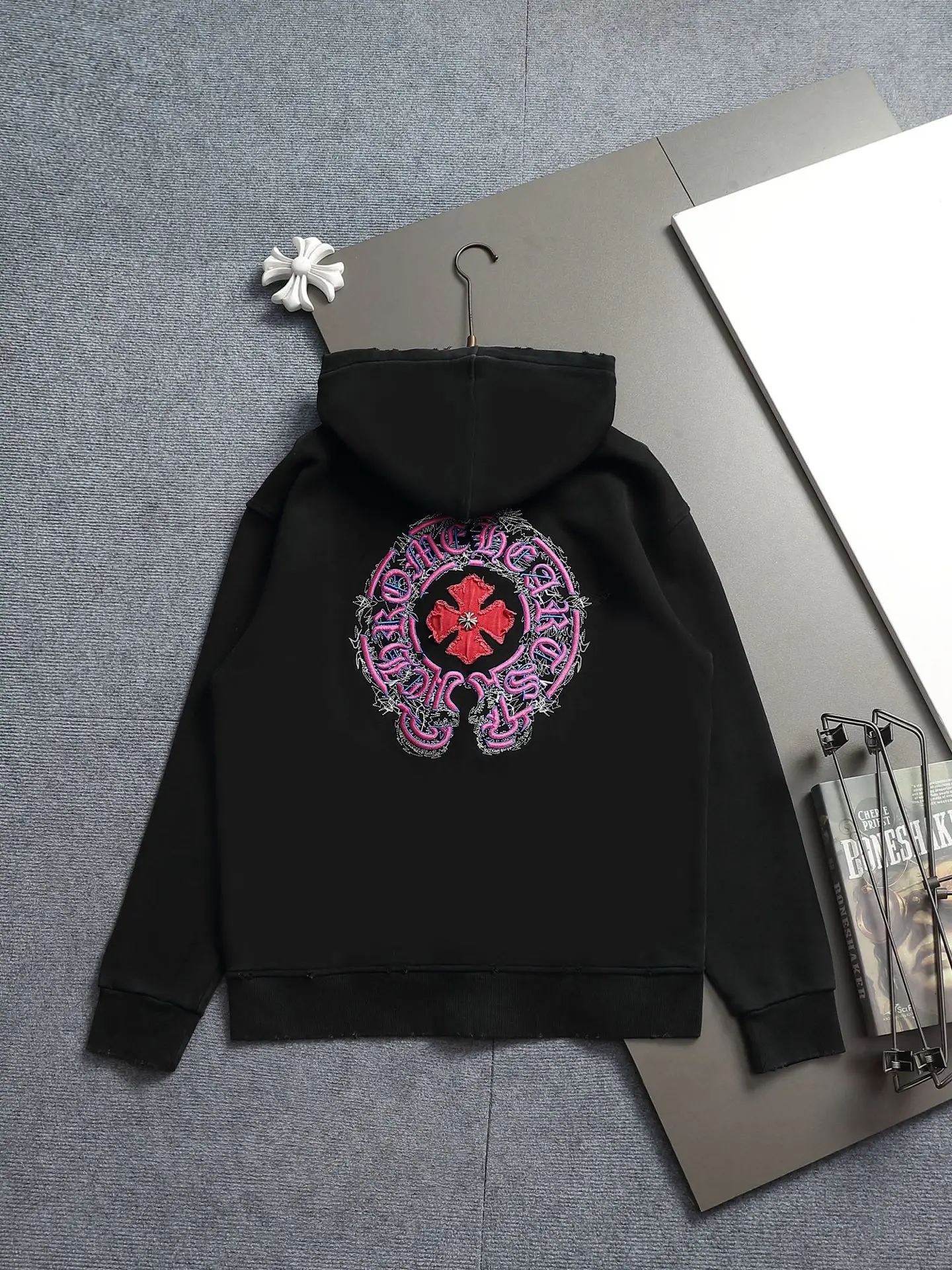 Chrome Hearts Acid-Wash Embroidered Zip-Up Hoodie D24523294 — view 14