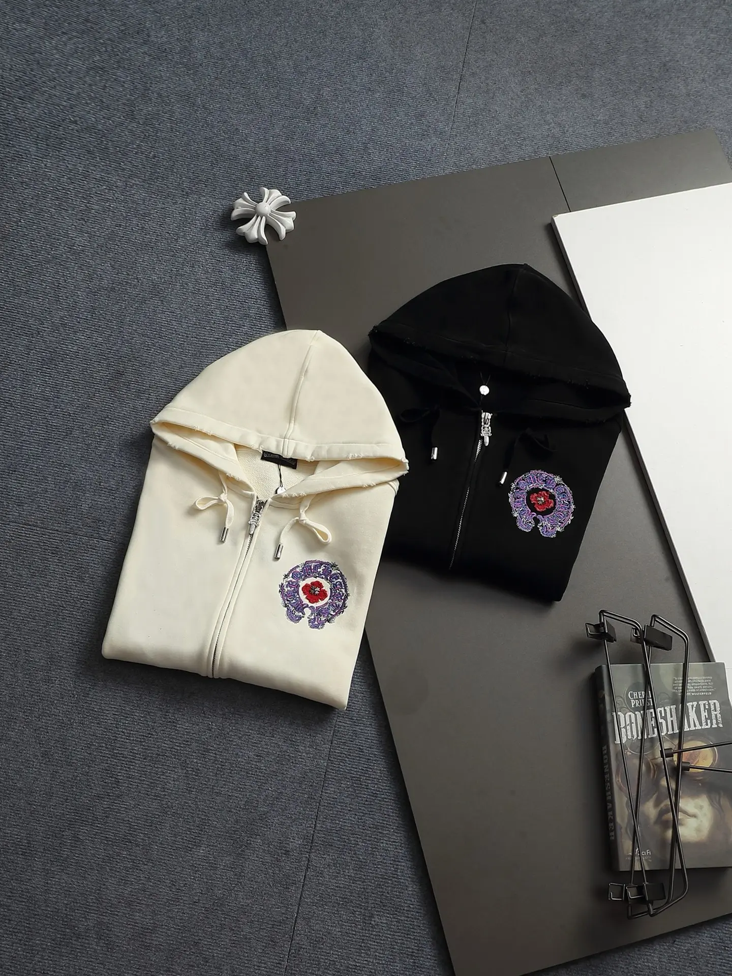 Chrome Hearts Acid-Wash Embroidered Zip-Up Hoodie D24523294 — view 15