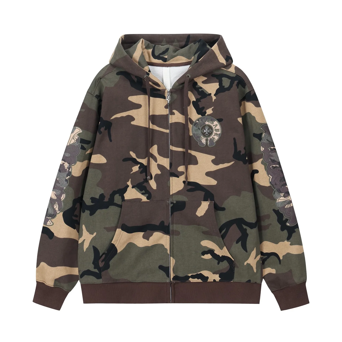 Camo Patchwork Embroidered Zip-Up Hoodie D24522749 — view 2
