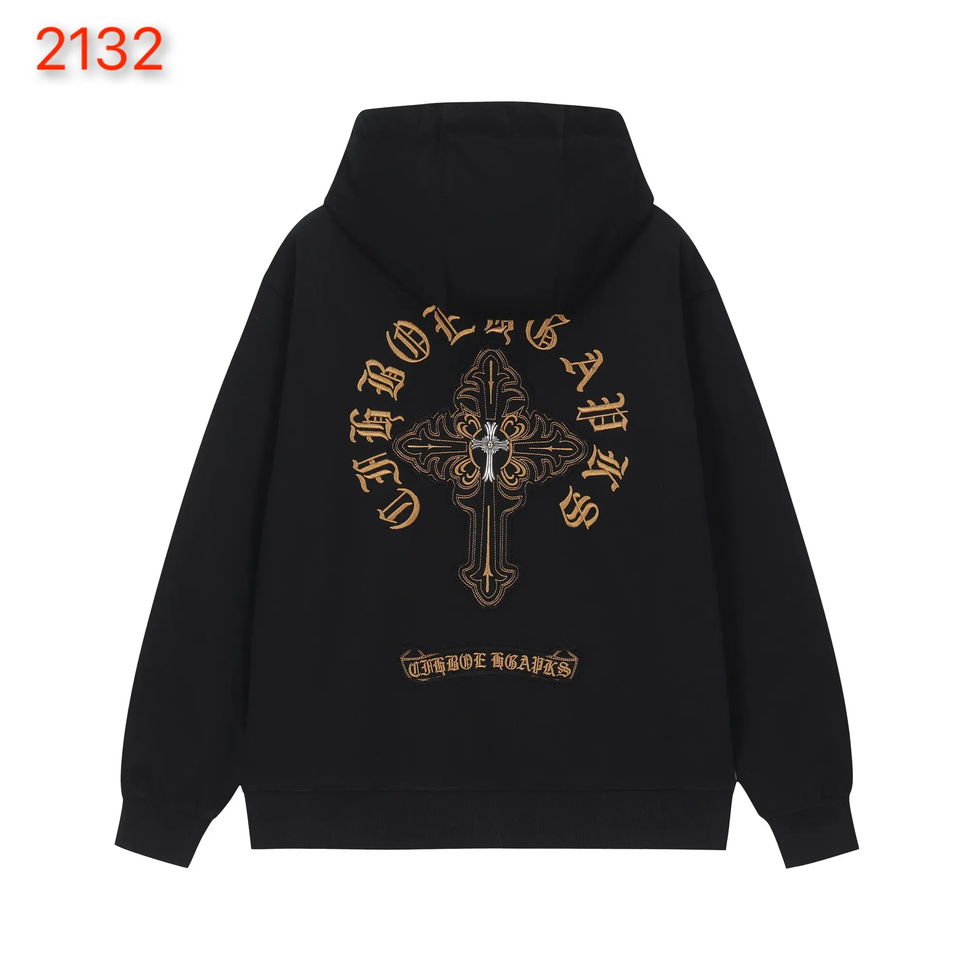 Embroidered Patchwork Zip-Up Hoodie D24522758