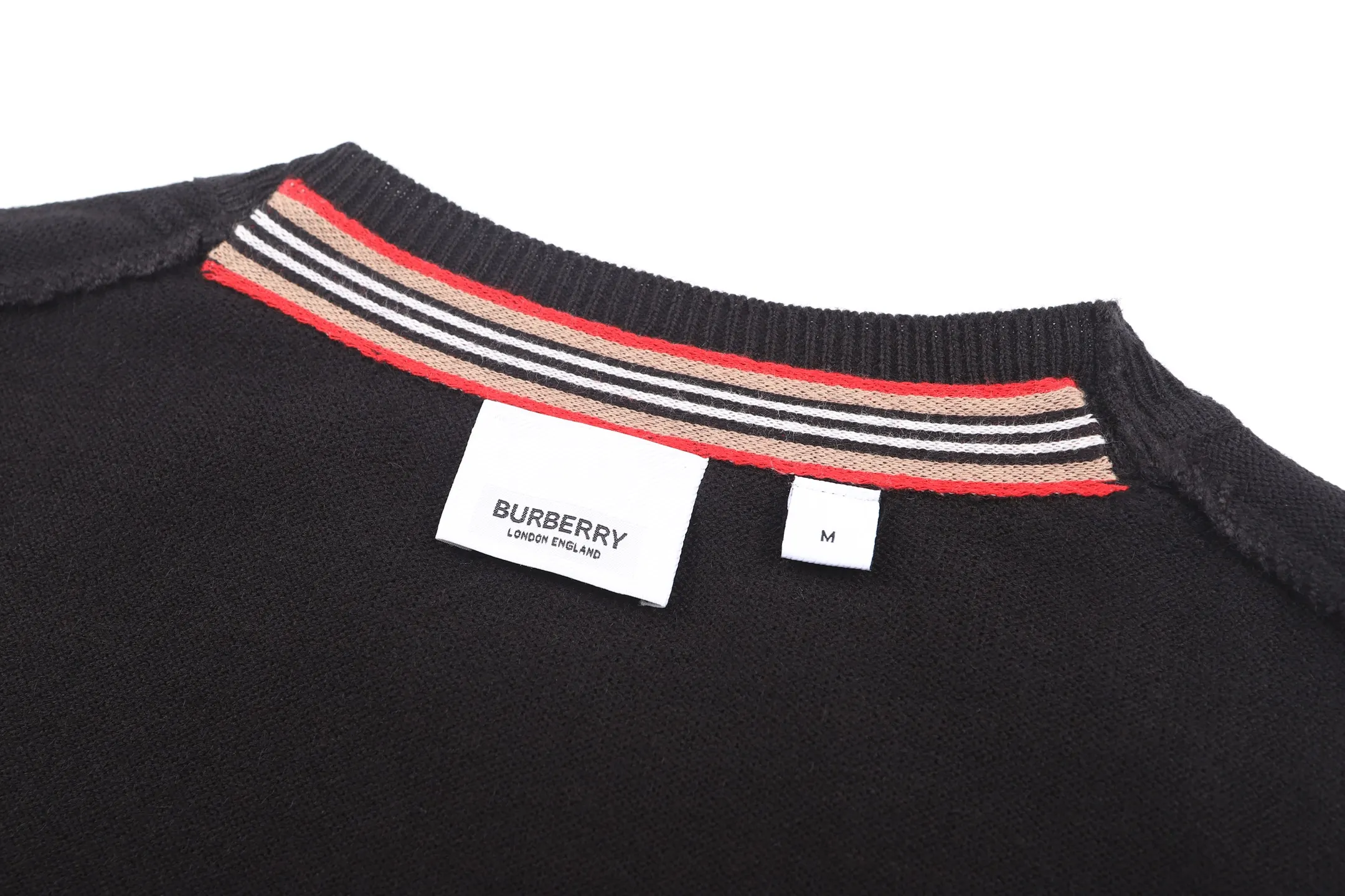 Striped Trim Merino Wool Blend Sweater D24523204 — view 5