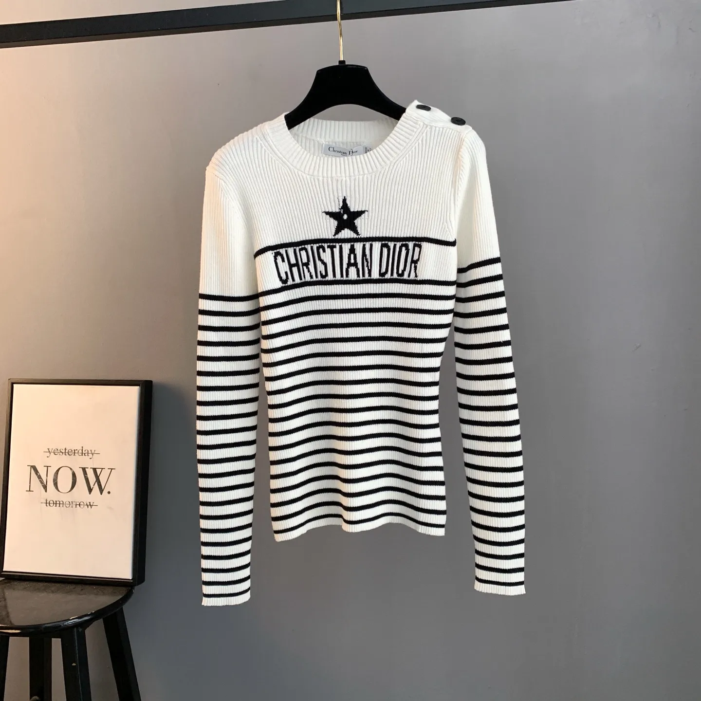 Star Intarsia Striped Wool Sweater D24524192