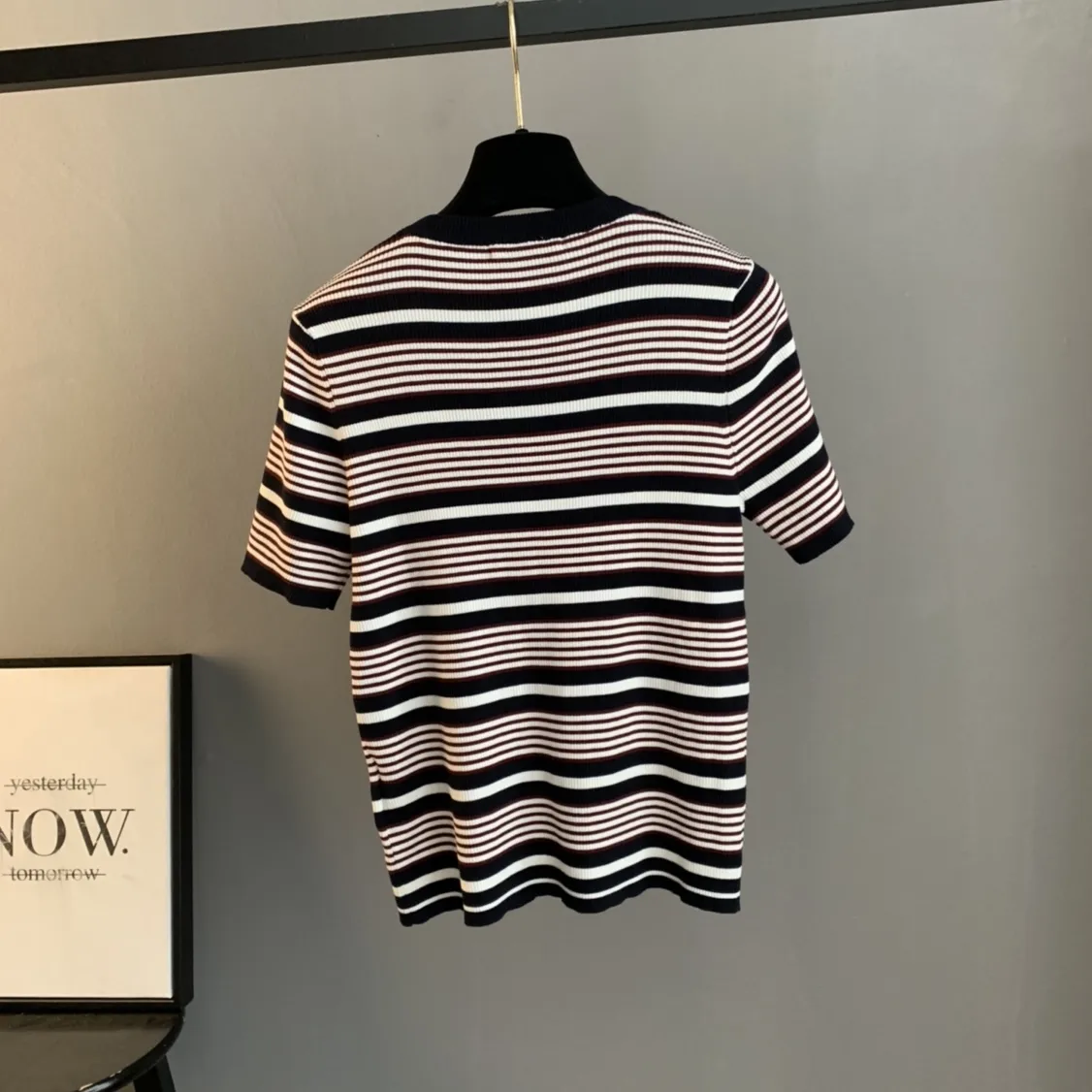 Logo-Embroidered Striped Knit Top D24524051 — view 2