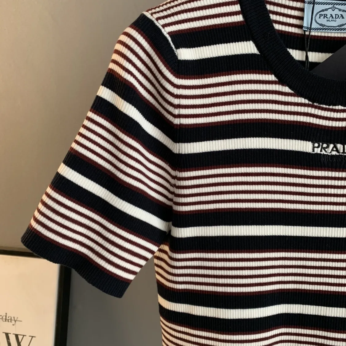 Logo-Embroidered Striped Knit Top D24524051 — view 5