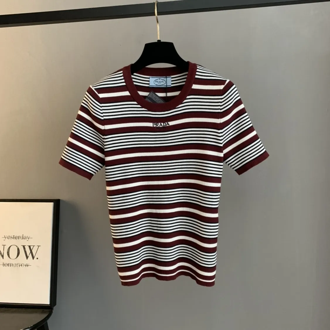 Striped Ribbed-Knit Logo T-Shirt D24524050