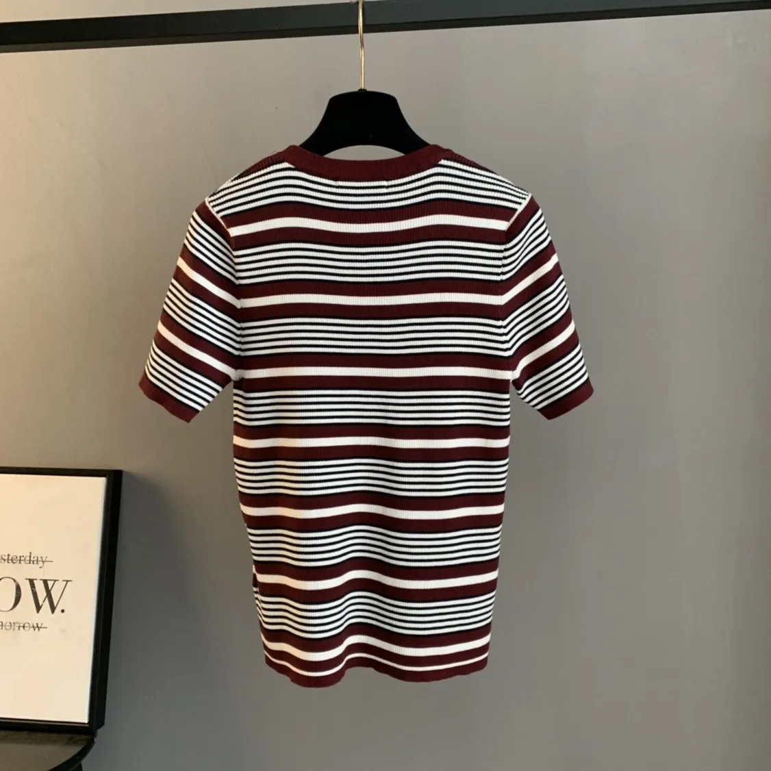 Striped Ribbed-Knit Logo T-Shirt D24524050 — view 2