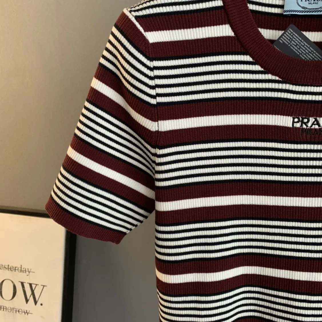 Striped Ribbed-Knit Logo T-Shirt D24524050 — view 5