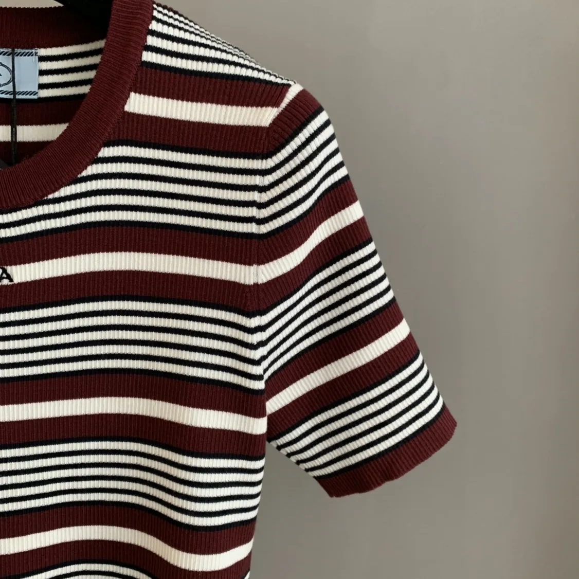 Striped Ribbed-Knit Logo T-Shirt D24524050 — view 7