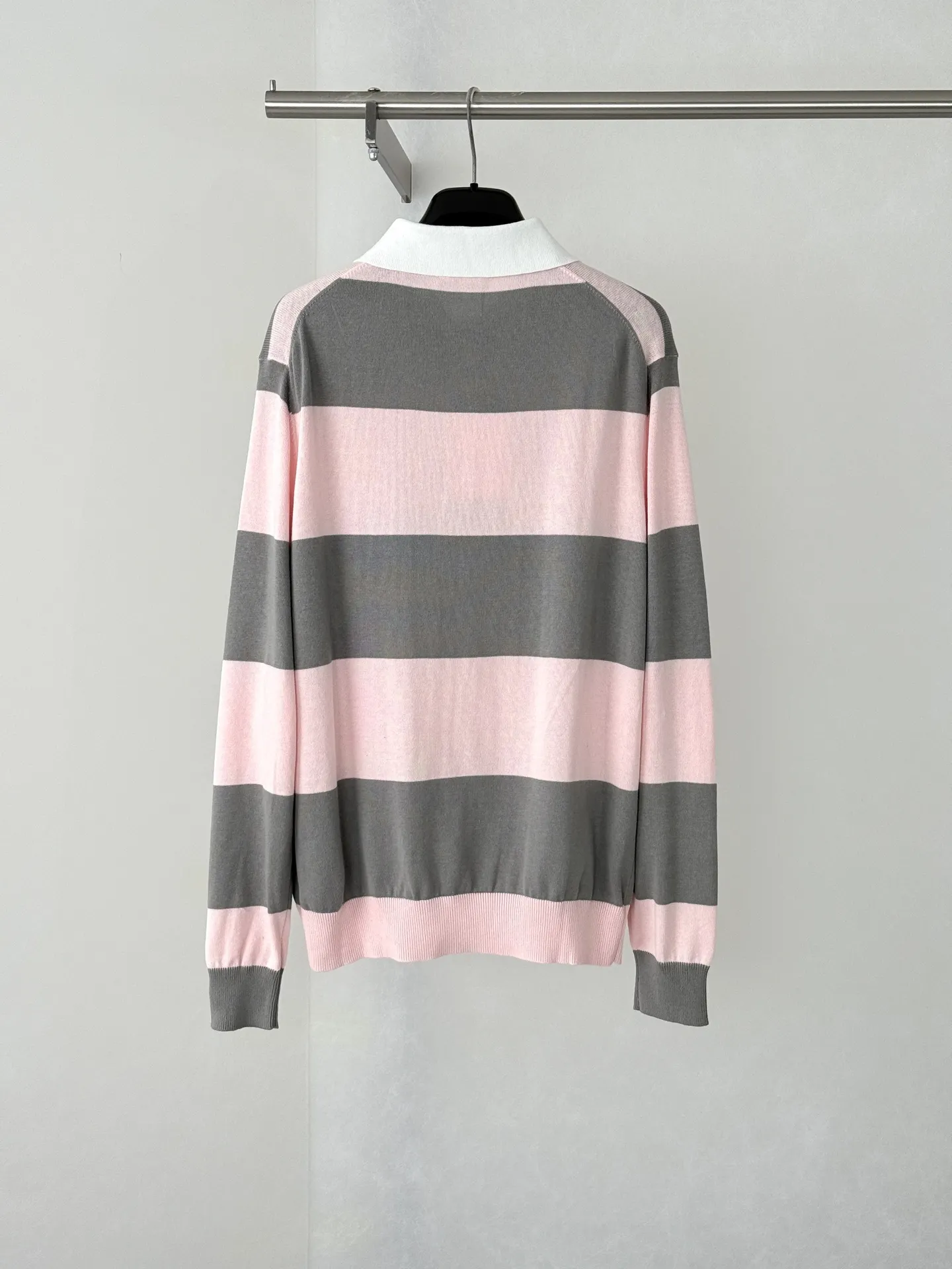 Striped Knit Long-Sleeve Polo Shirt D25524748 — view 2