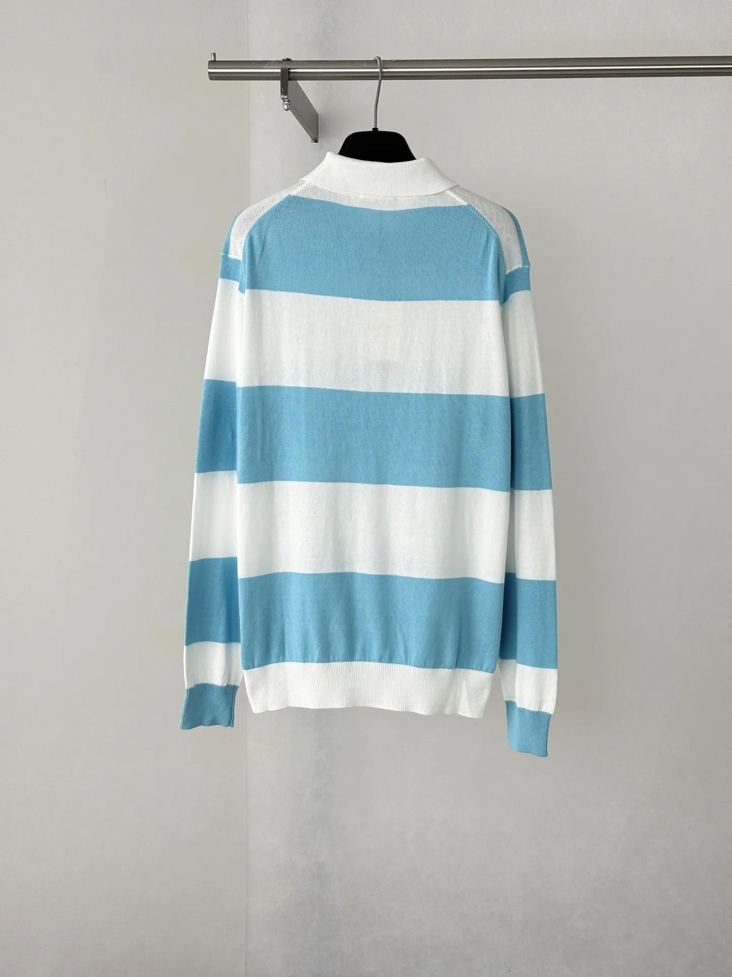 Striped Knit Long-Sleeve Polo Shirt D25524747 — view 2