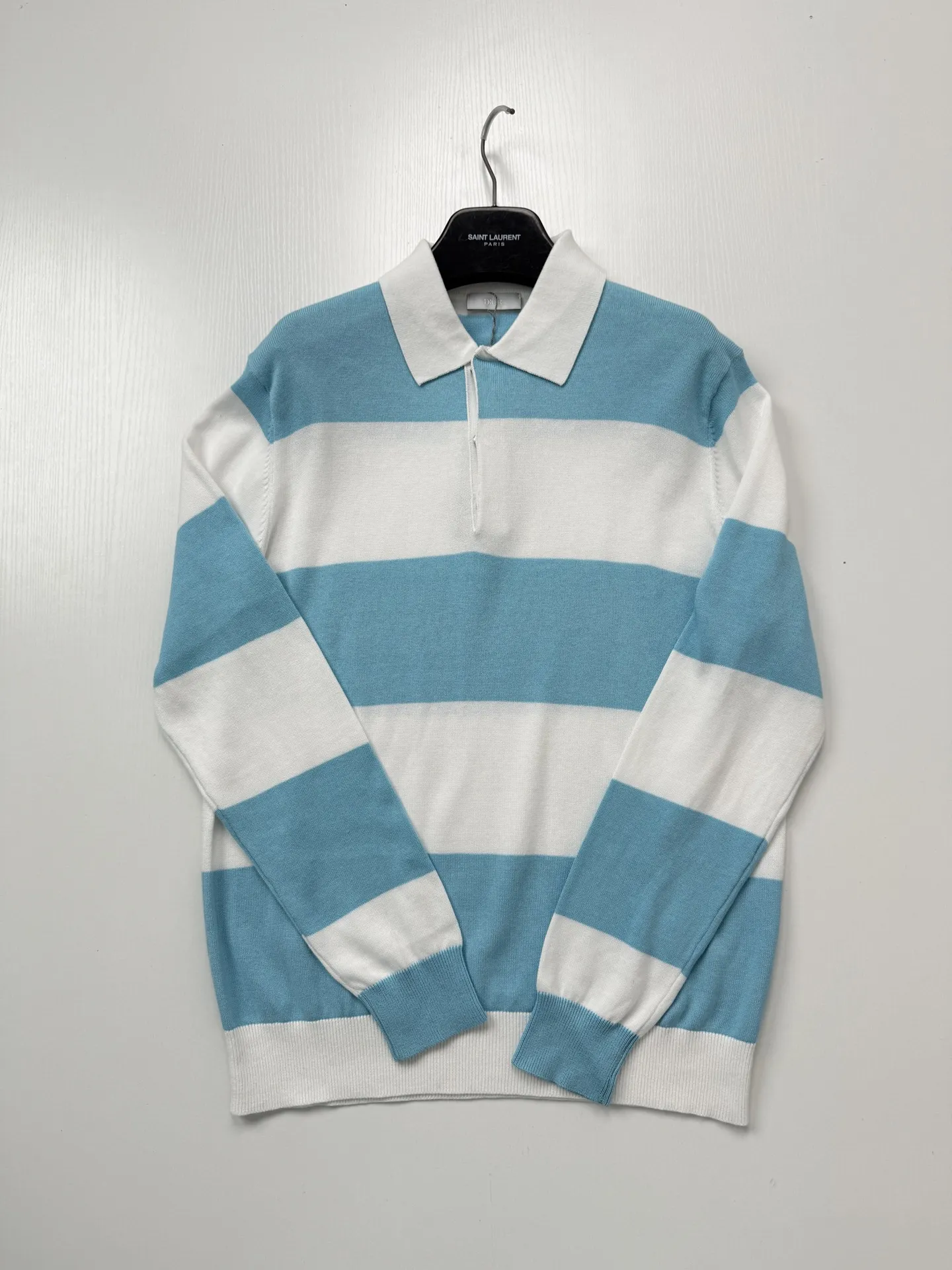 Striped Knit Long-Sleeve Polo Shirt D25524747 — view 3