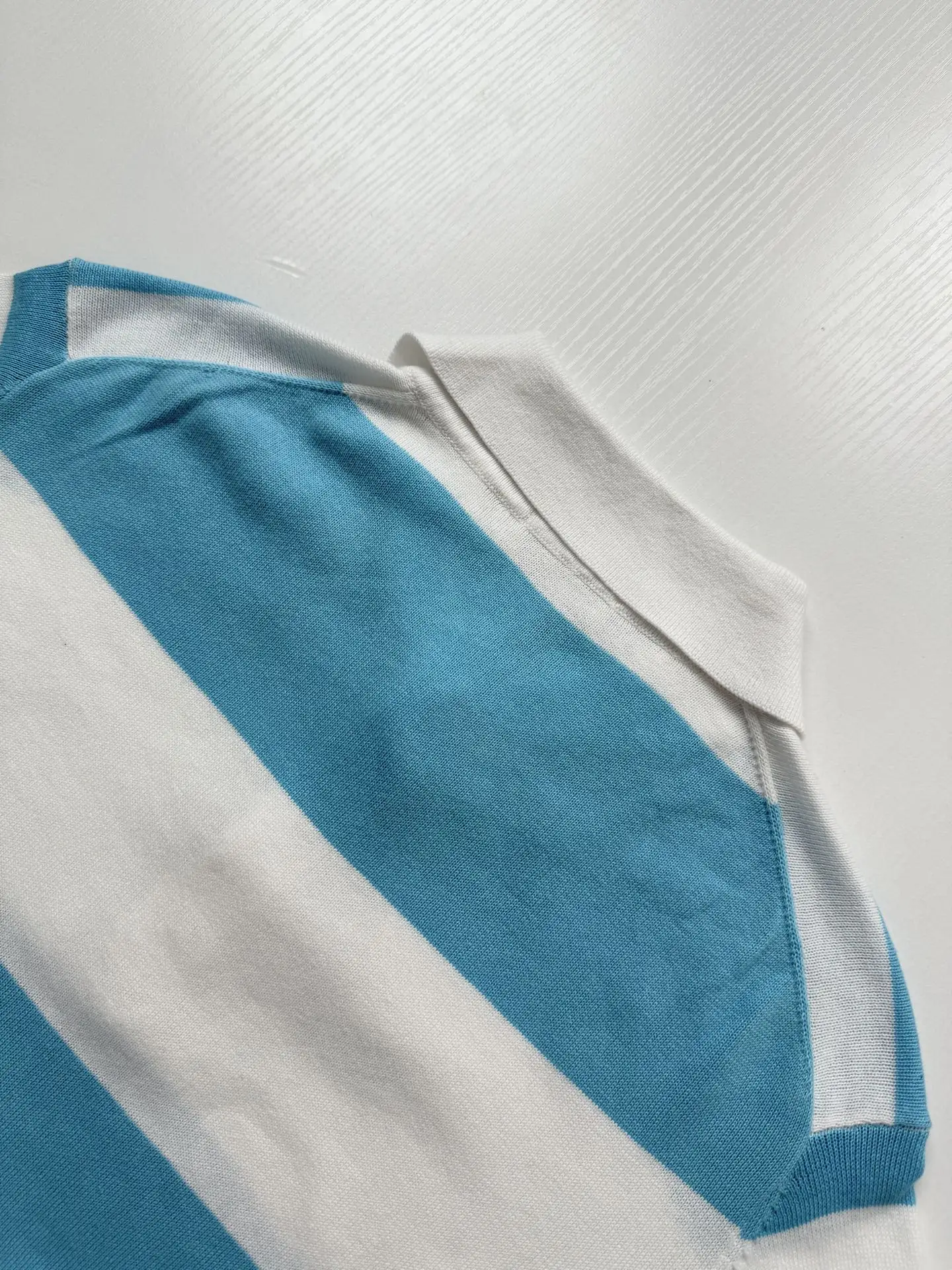 Striped Knit Long-Sleeve Polo Shirt D25524747 — view 9
