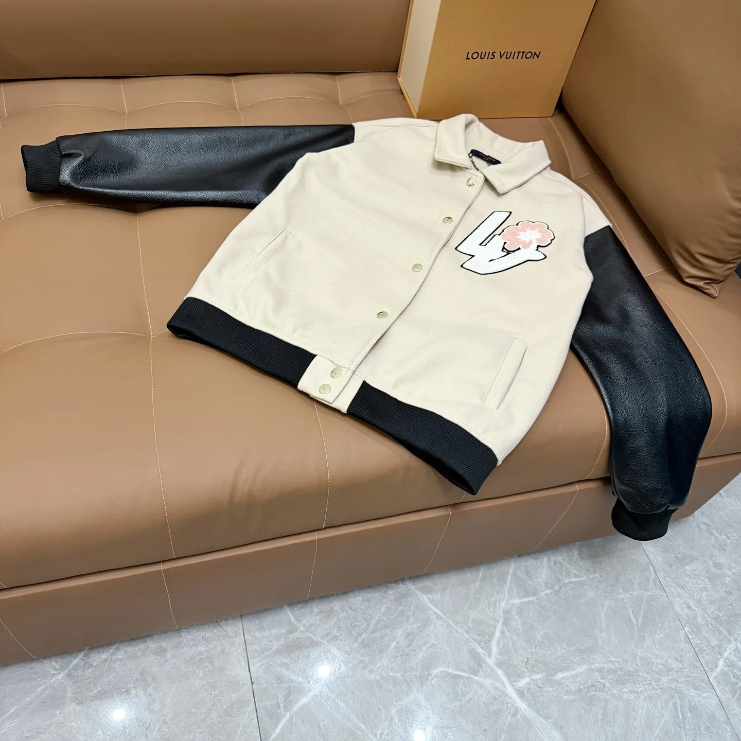 Louis Vuitton Leather-Sleeved Varsity Jacket D25522659
